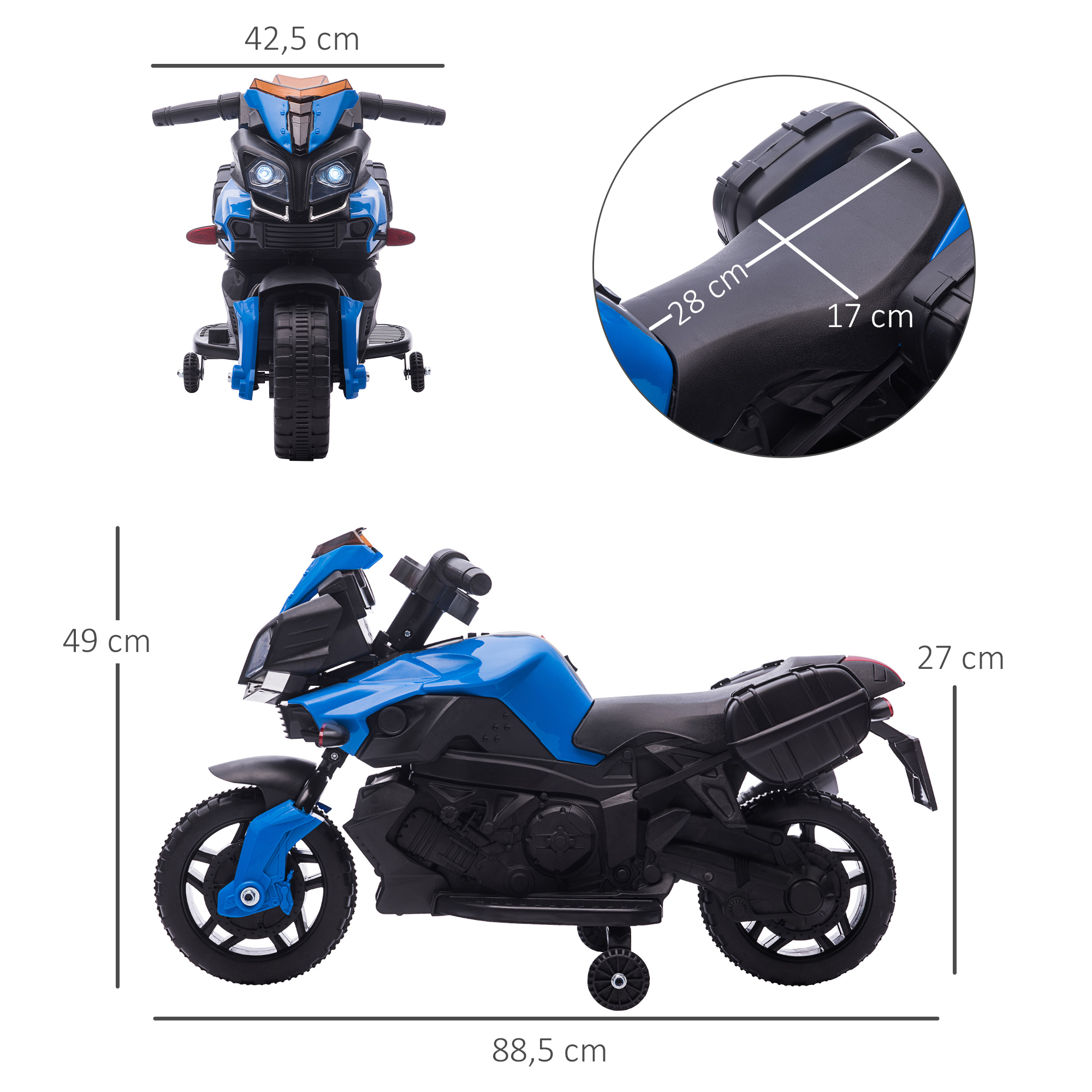 Moto électrique enfant 6 V 3 Km/h max. effet lumineux sonore