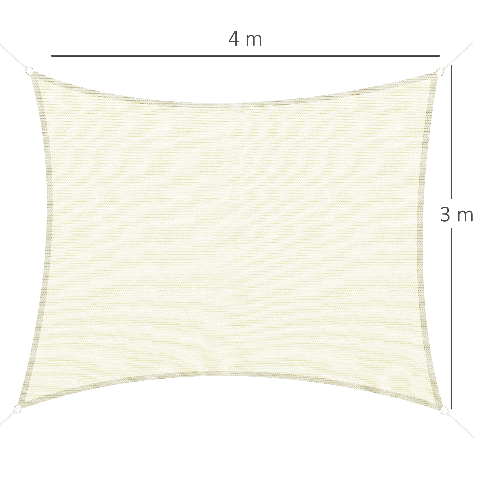 Voile d'ombrage rectangulaire 3x4m crème