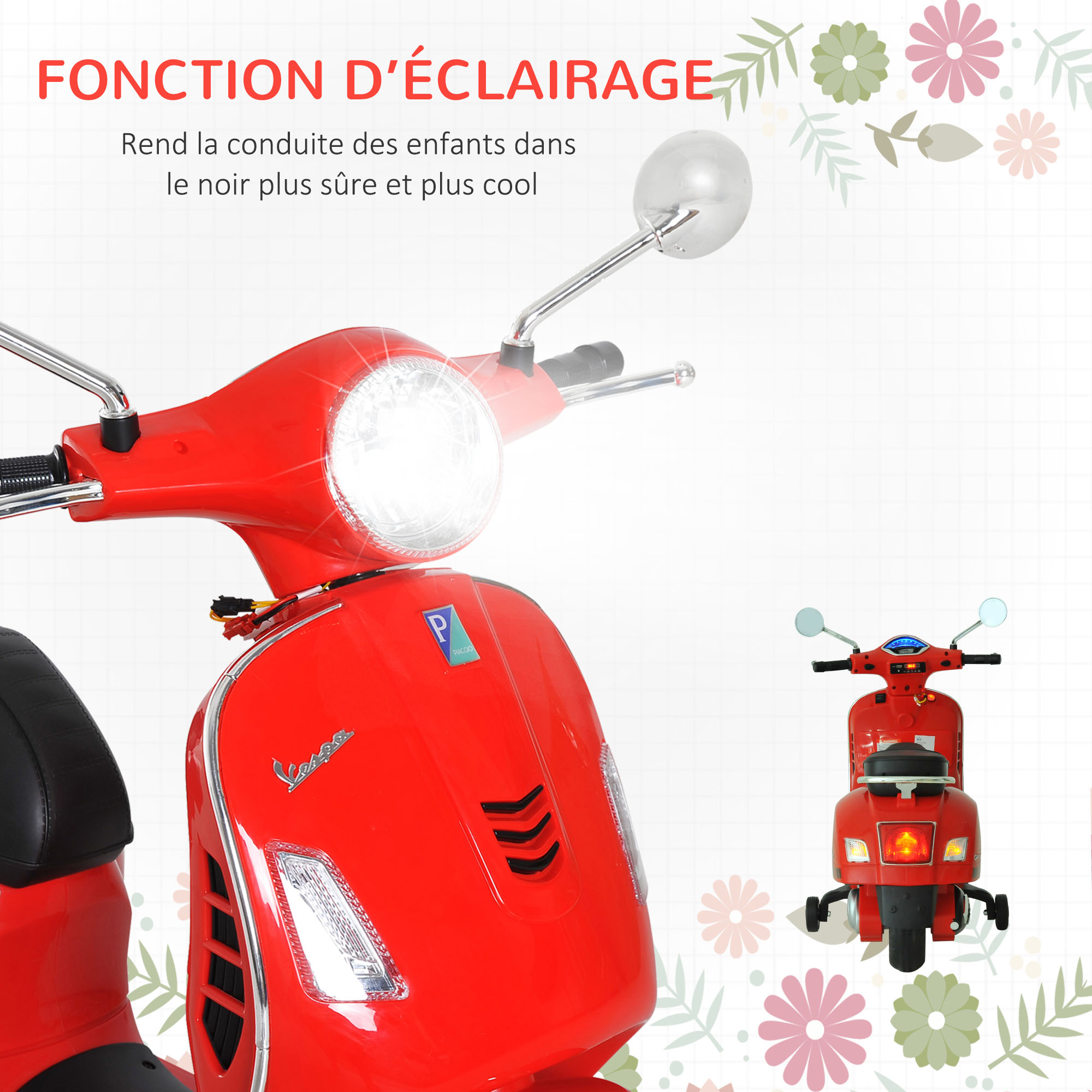 Moto scooter électrique Vespa pour enfants