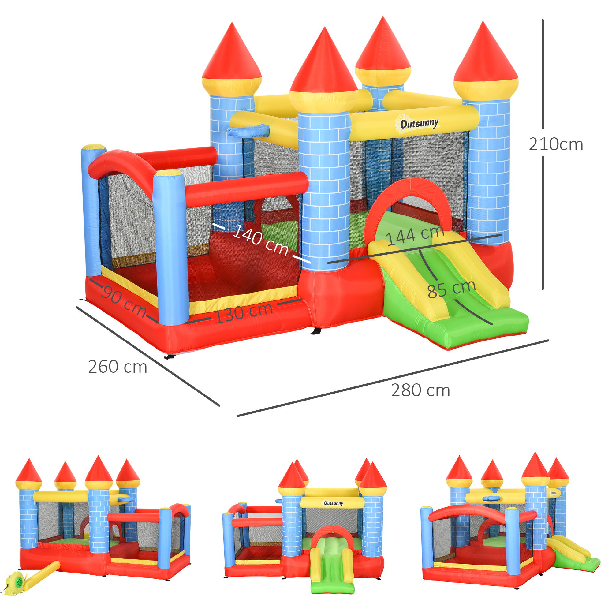 Château gonflable enfant - gonfleur, sac de transport - polyester multicolore