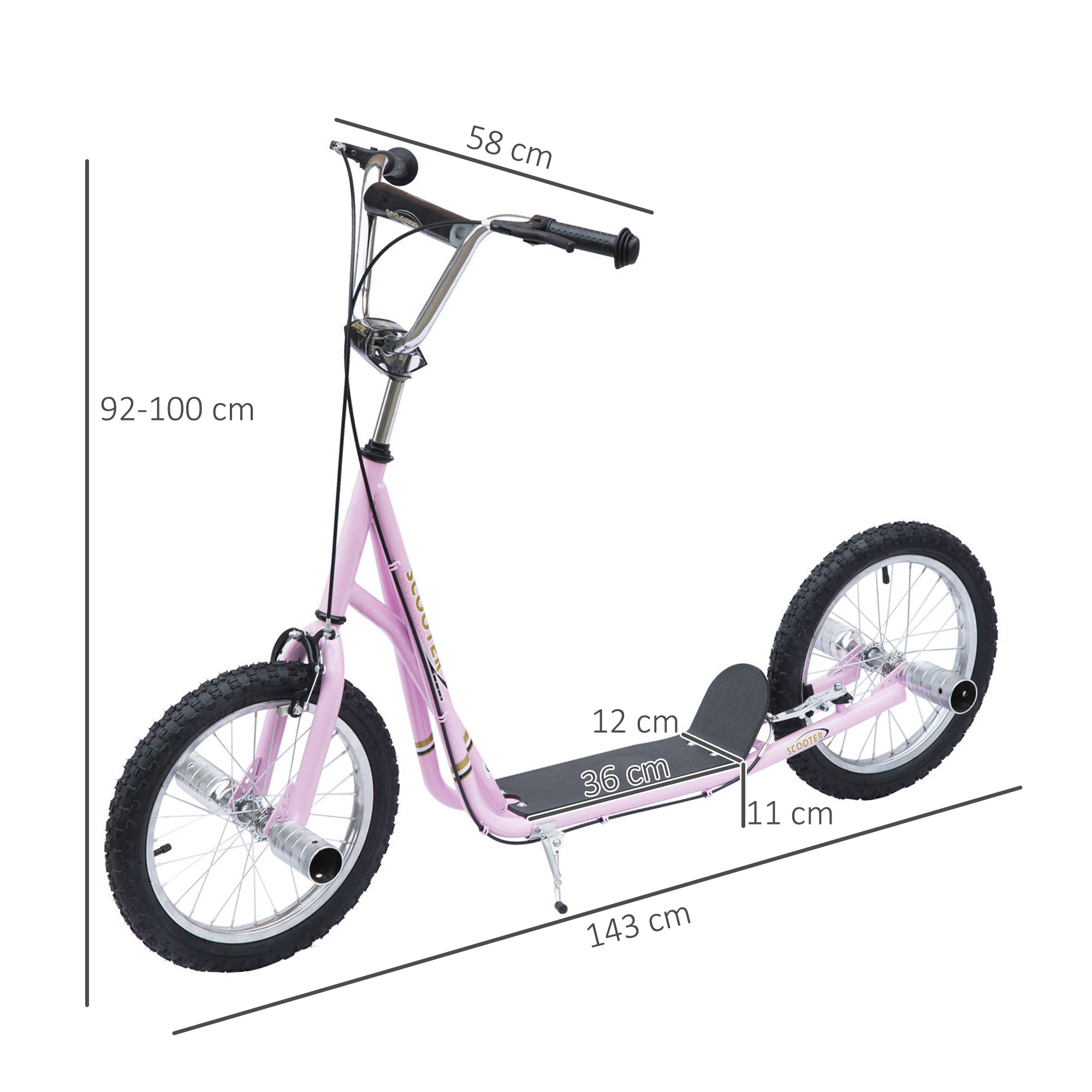 Trottinette patinette freestyle grandes roues et pegs rose