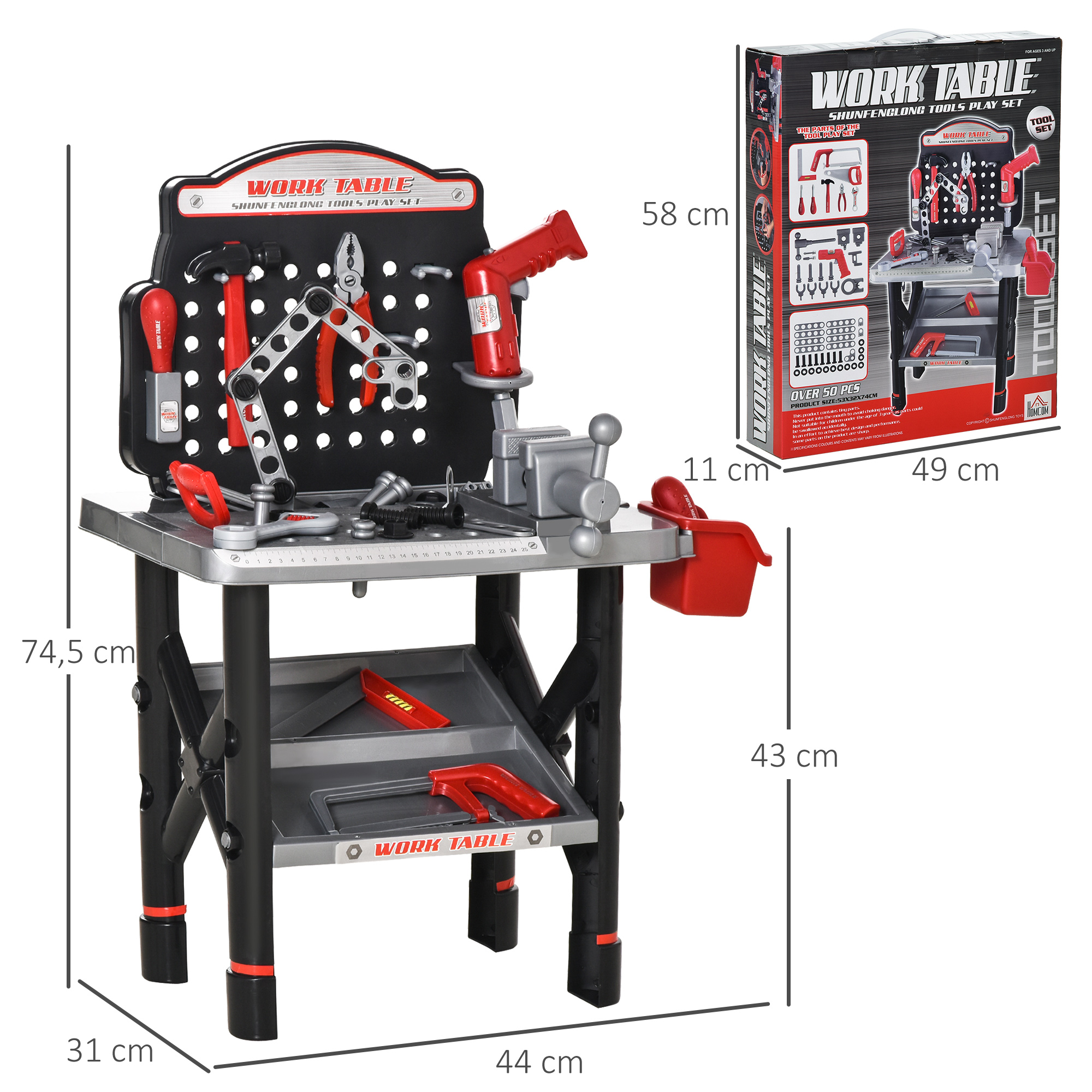 Etabli et outils enfant - jeu d'imitation bricolage - nombreux accessoires