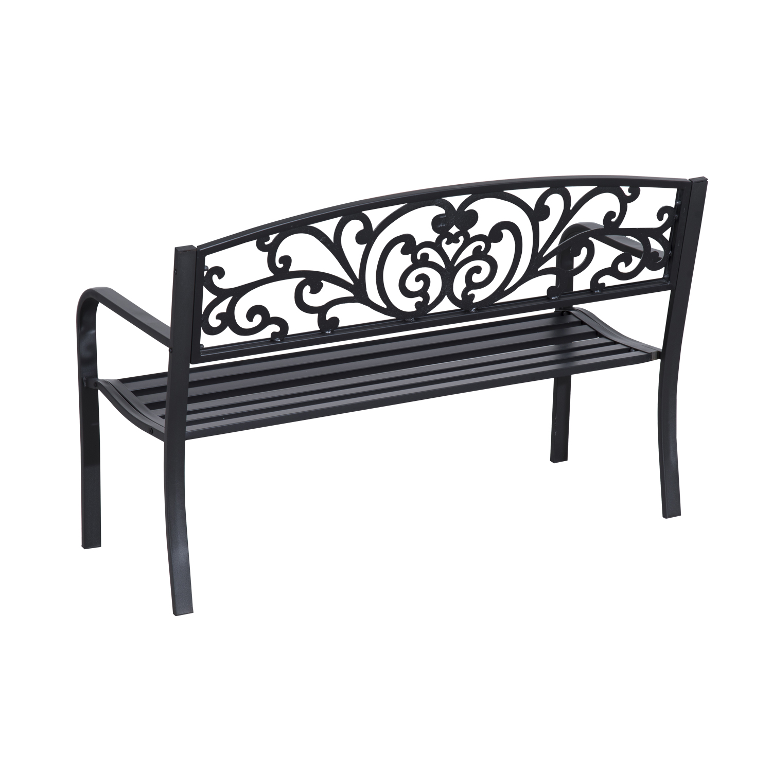 Banc de jardin terrasse en acier fonte noir 3 places