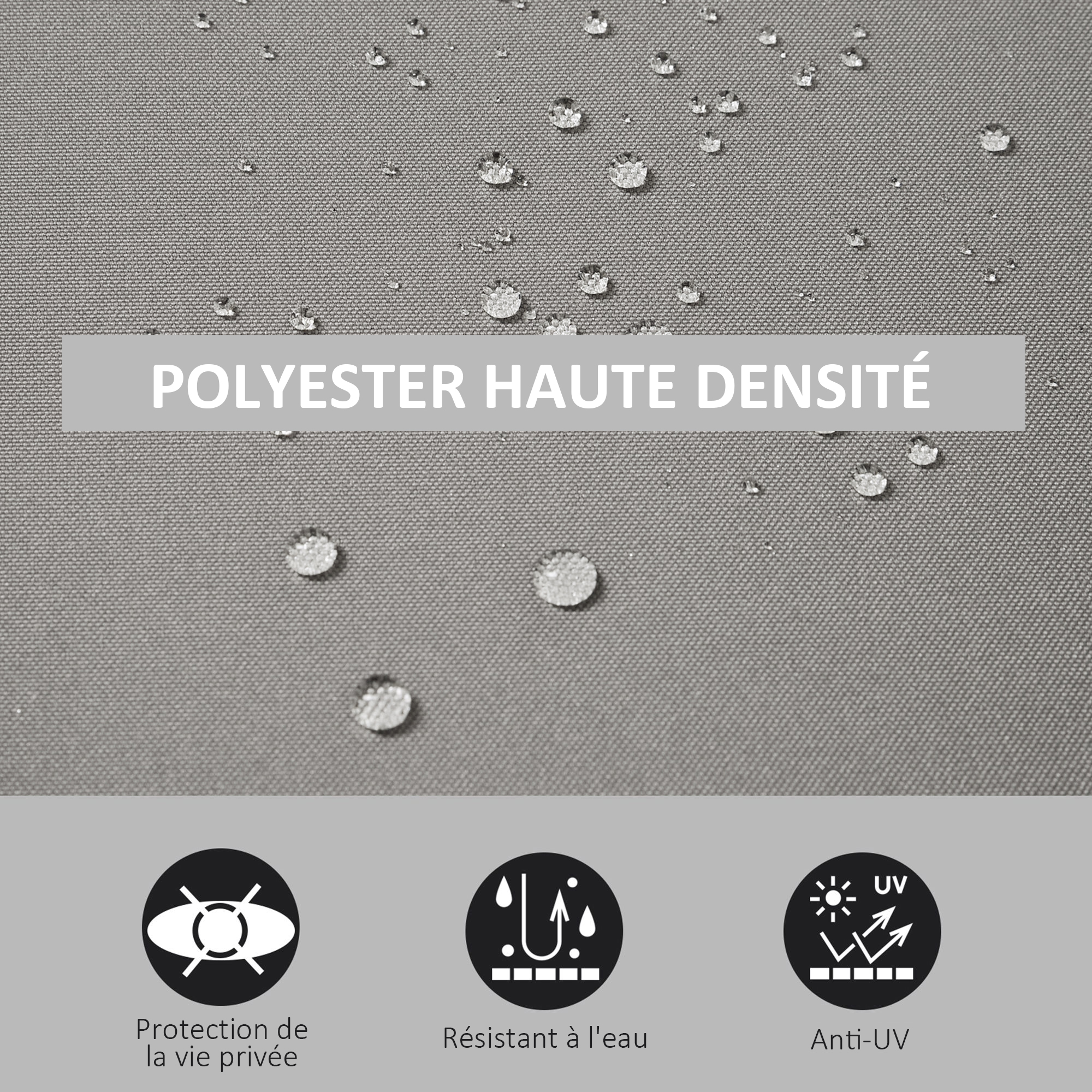 Store latéral brise-vue rétractable alu. polyester haute densité