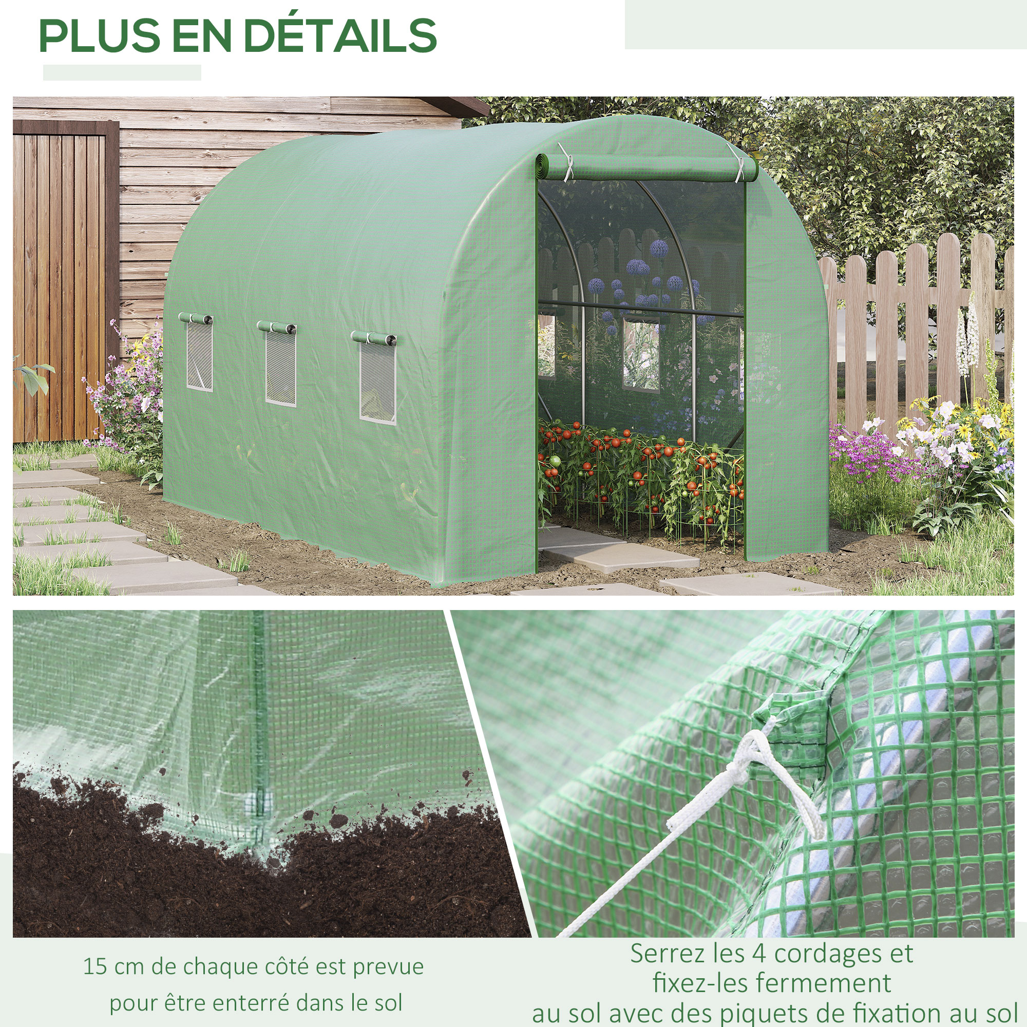 Serre de jardin tunnel 7m²  vert