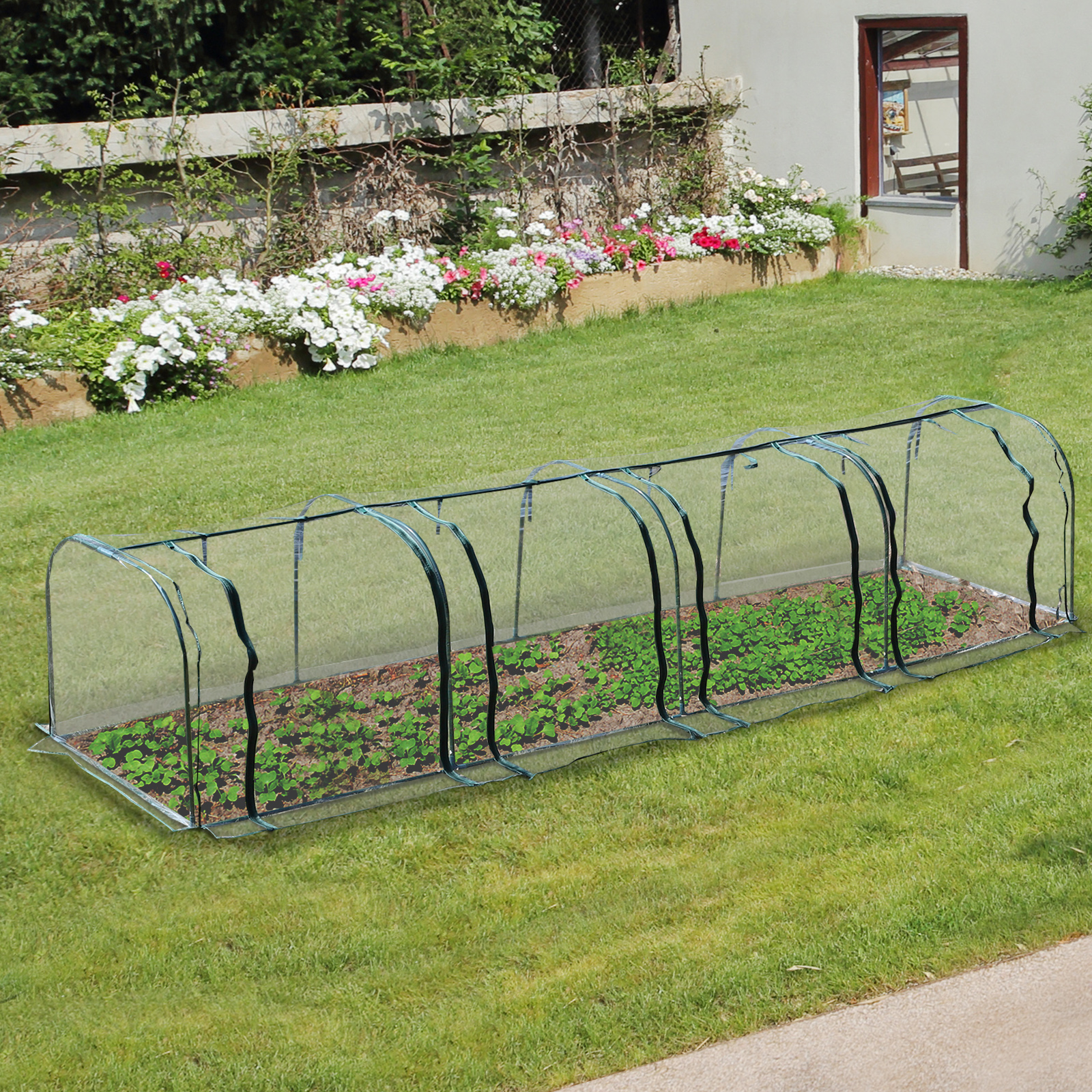 Serre de jardin tunnel bâche PVC métal époxy vert