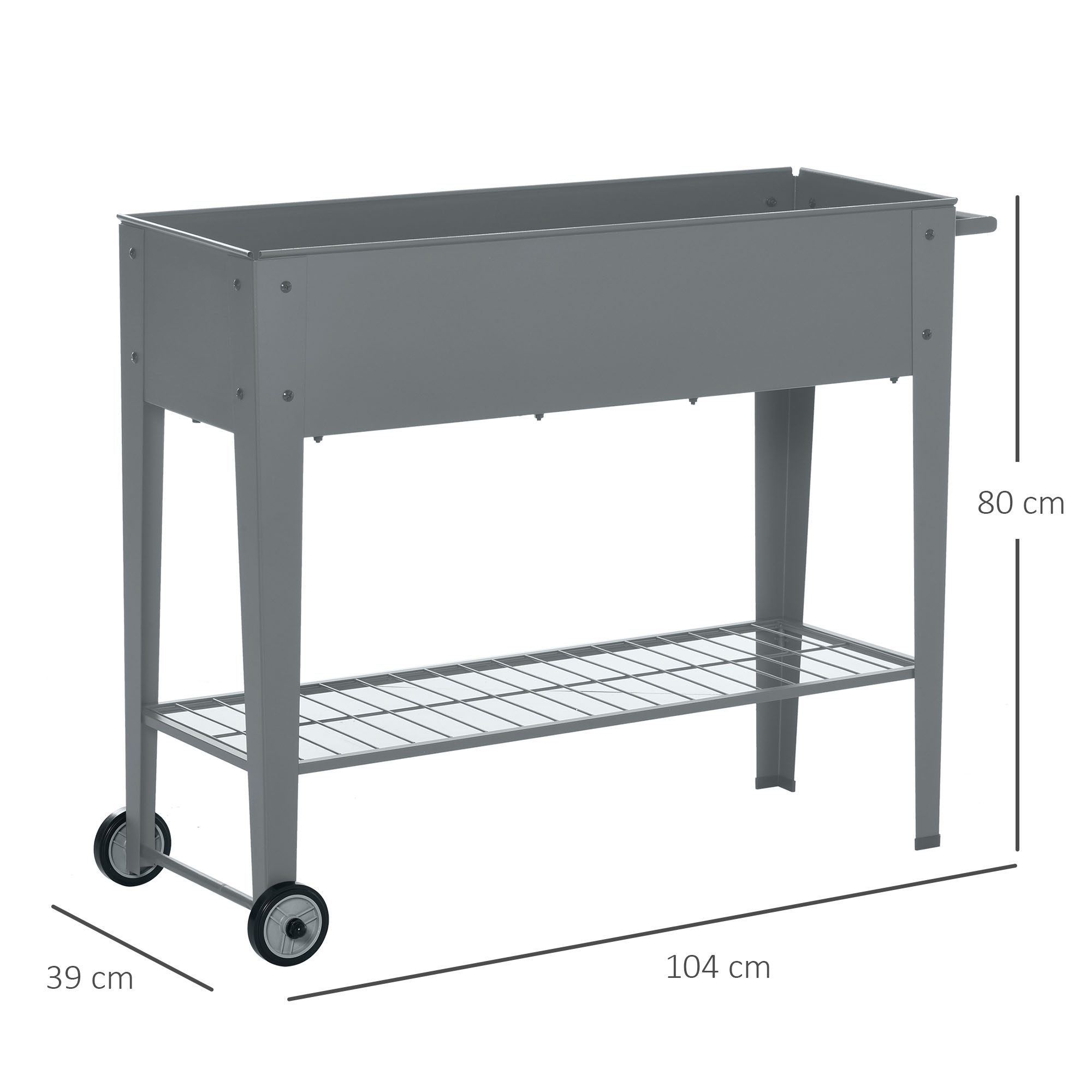 Jardinière sur pieds potager étagère 2 roues + insert d'irrigation métal