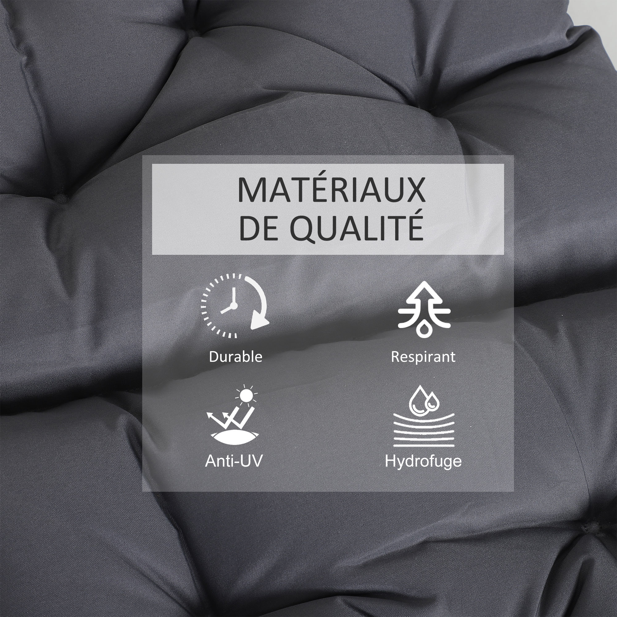 Lot de 2 coussins matelas assise dossier 2 en 1 pour chaise gris