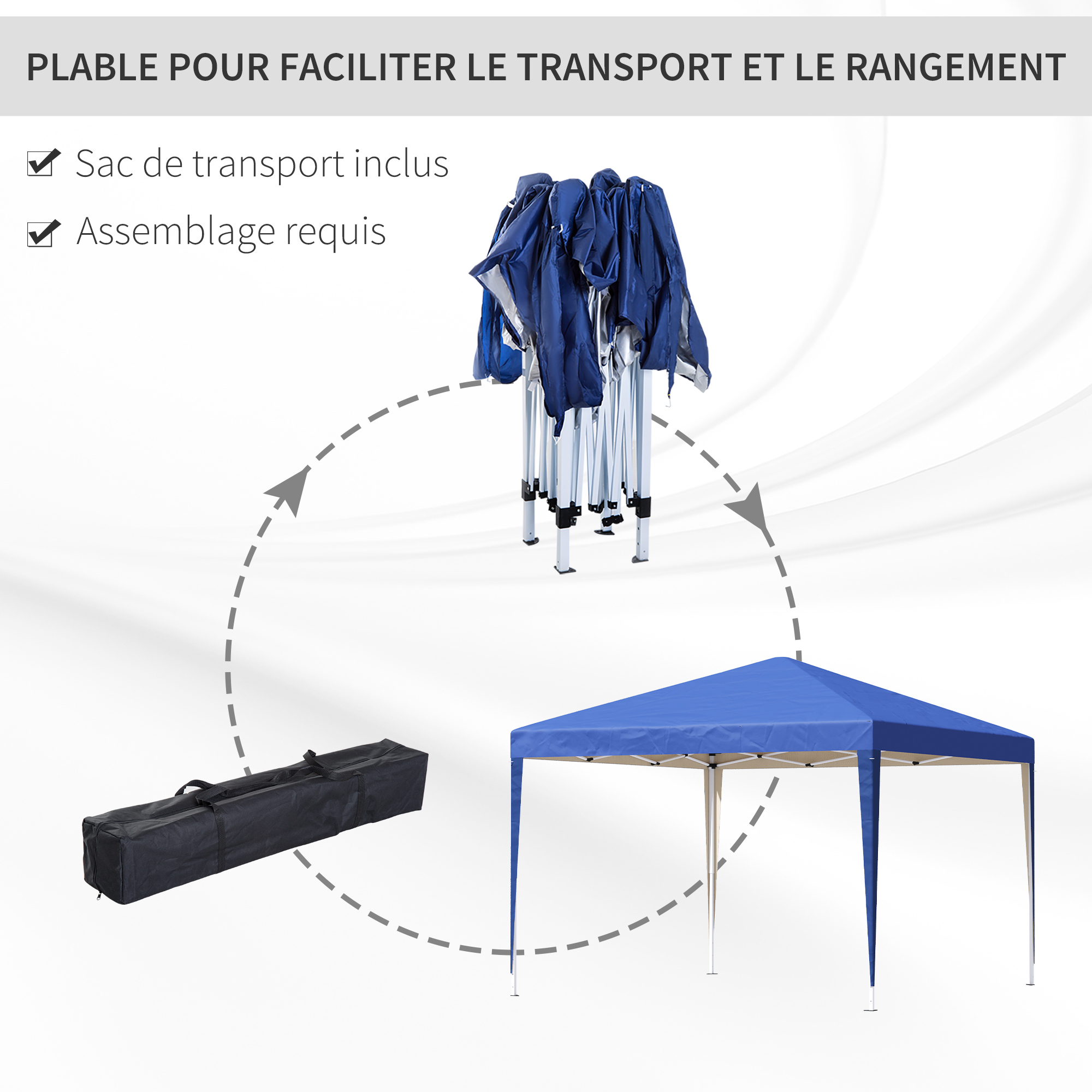 Tonnelle barnum pliant automatique pop-up 3 x 3 x 2,55 cm