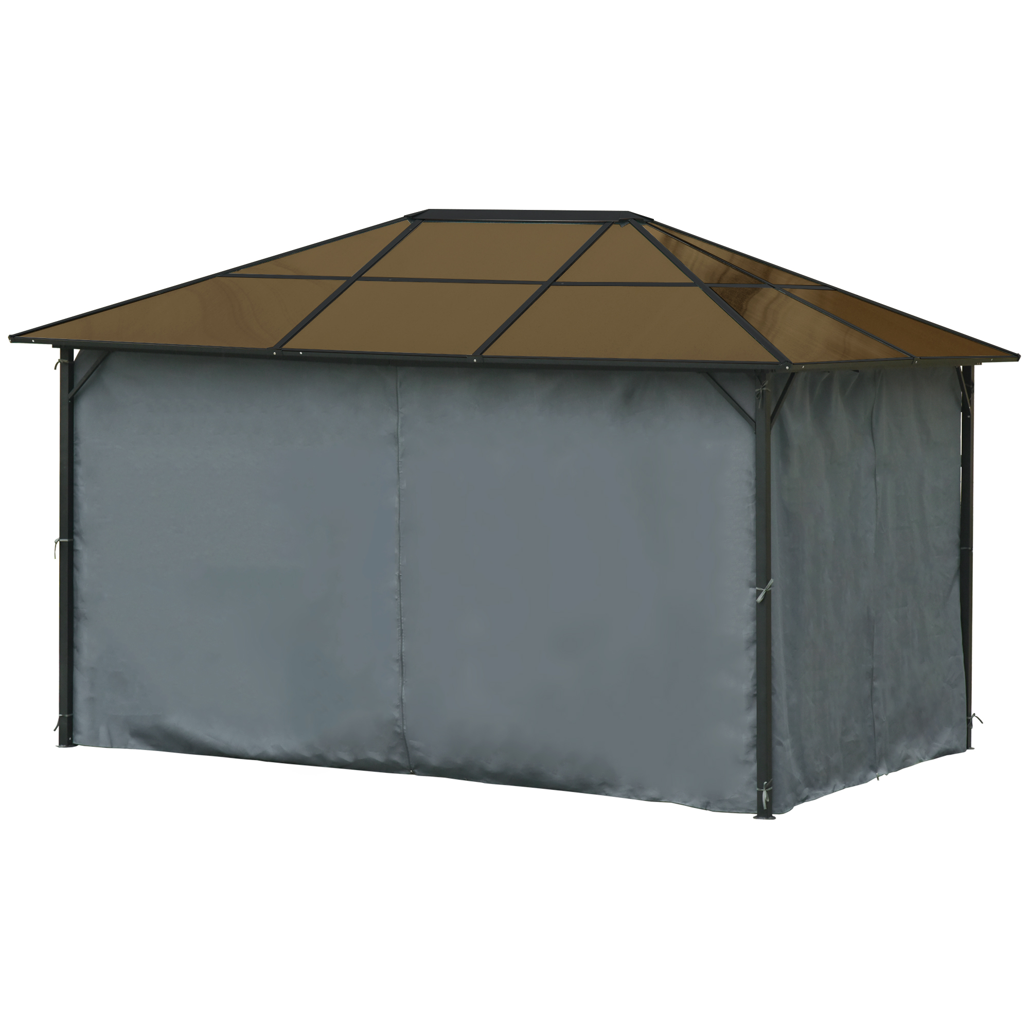 Pavillon de jardin dim. 4L x 3l x 2,65H m alu. métal polycarbonate