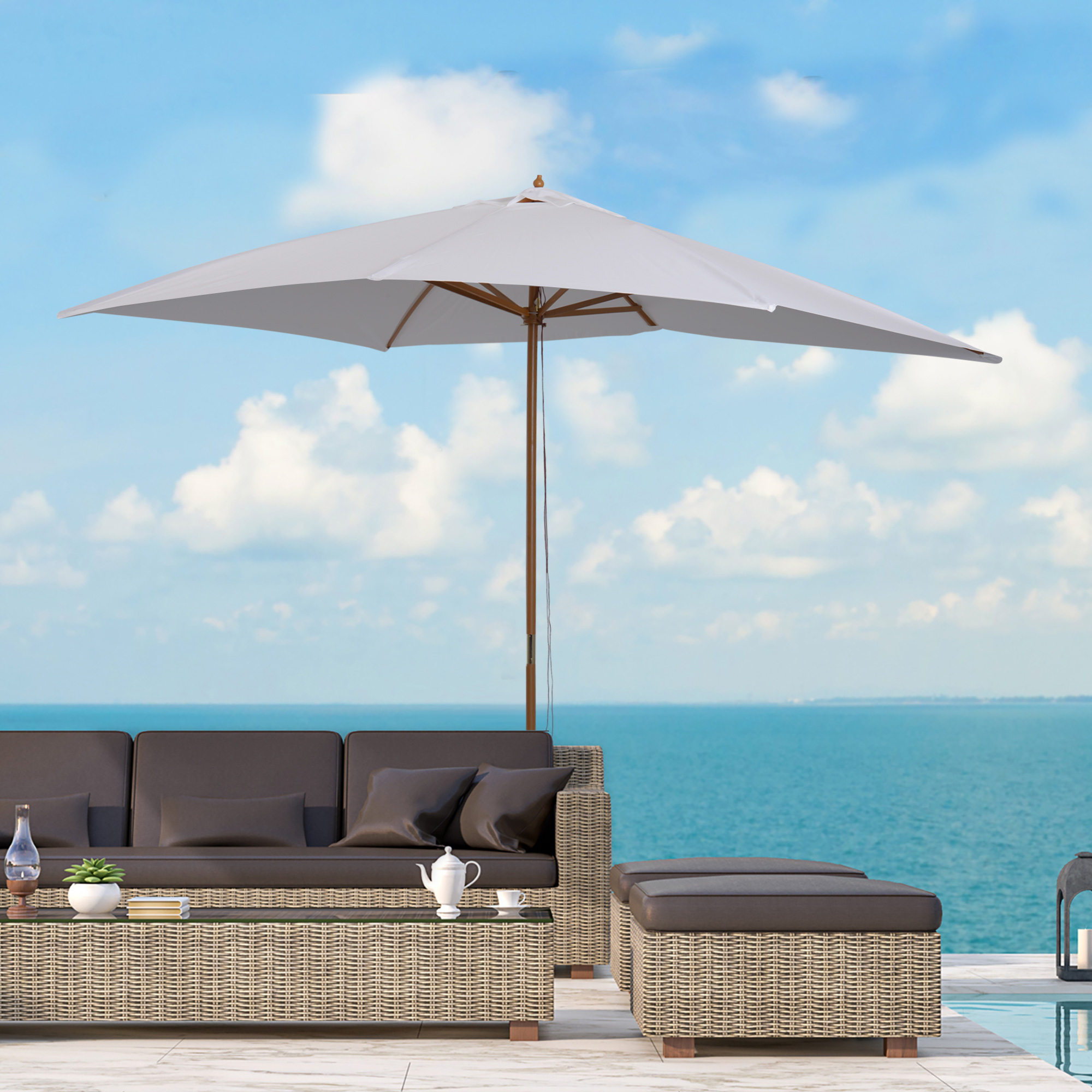 Parasol droit rectangulaire grande taille dim. 3L x 2l x 2,5H m