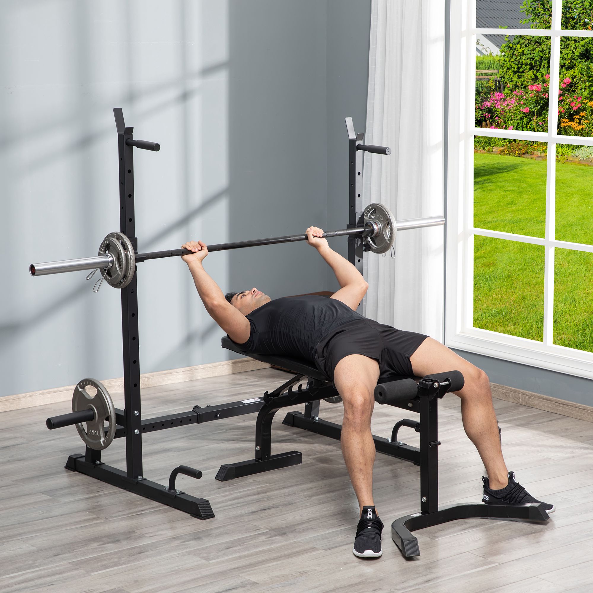 Gravity squat rack - support pour haltères longs acier noir