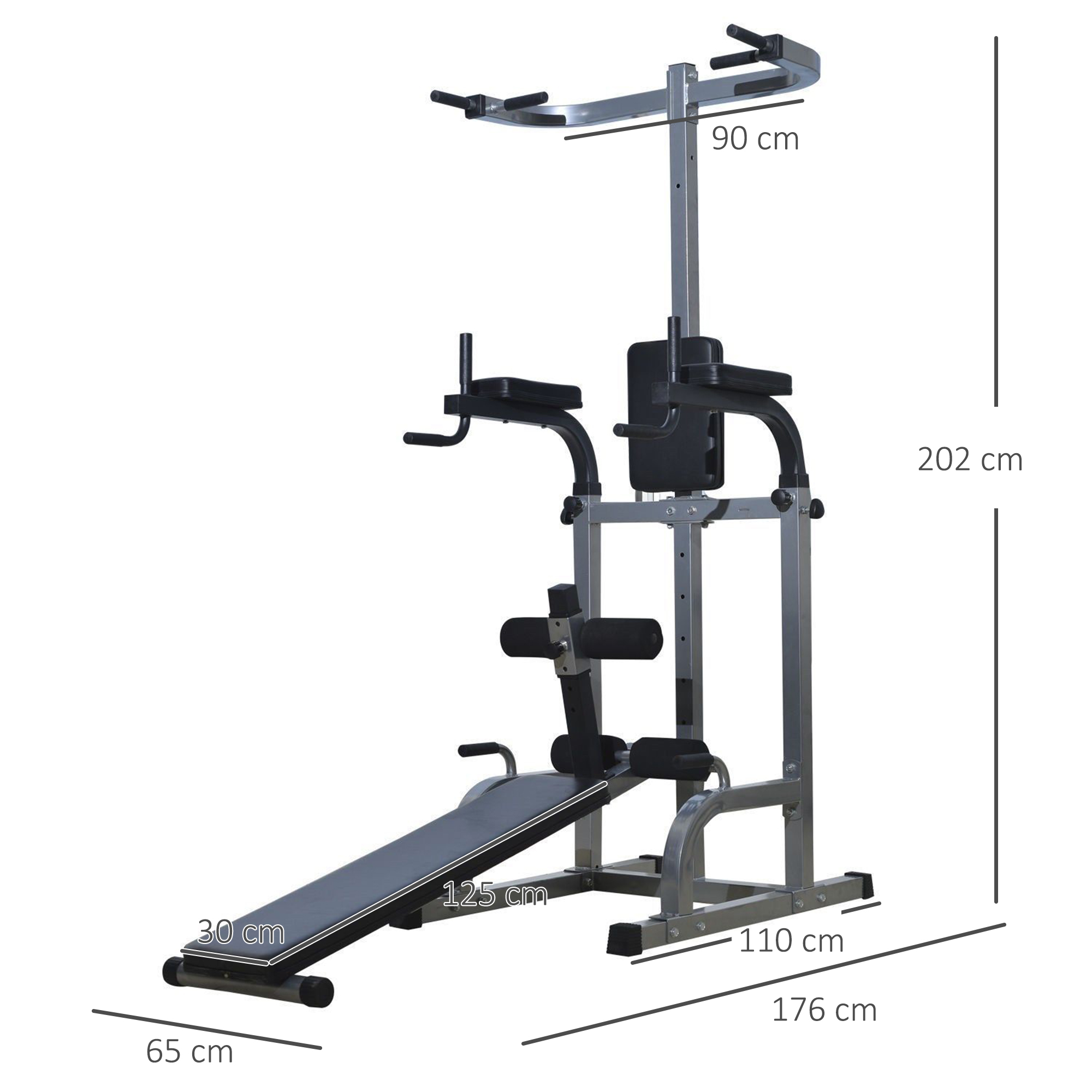 Station de musculation entrainement complet acier synthétique gris noir