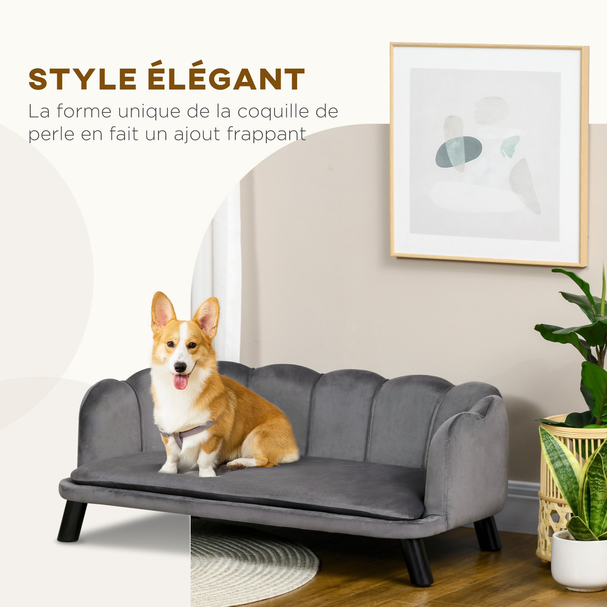 Lit canapé chien chat design contemporain coquillage