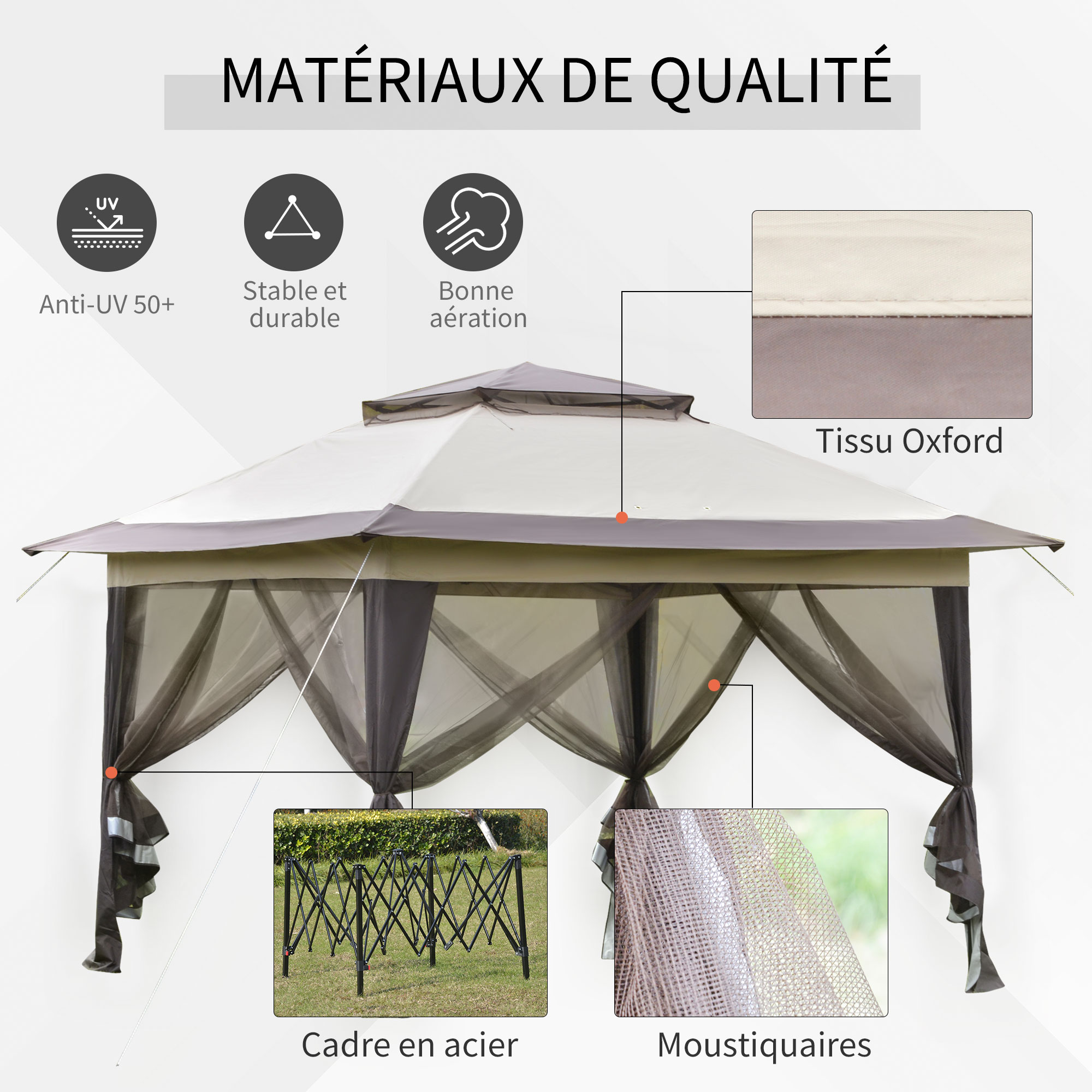 Tonnelle barnum de jardin pop-up pliant moustiquaires + sac transport