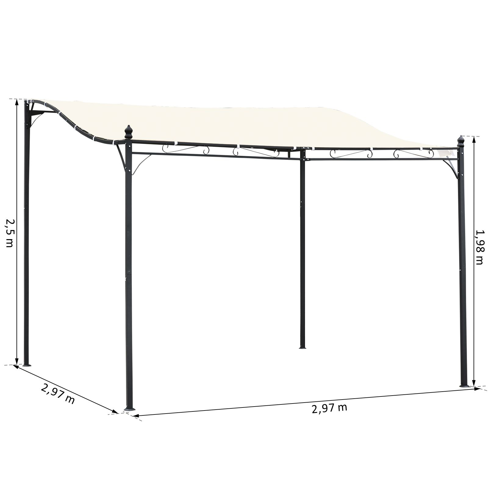 Pergola tonnelle de jardin dim. 2,97L x 2,97l x 2,45H m