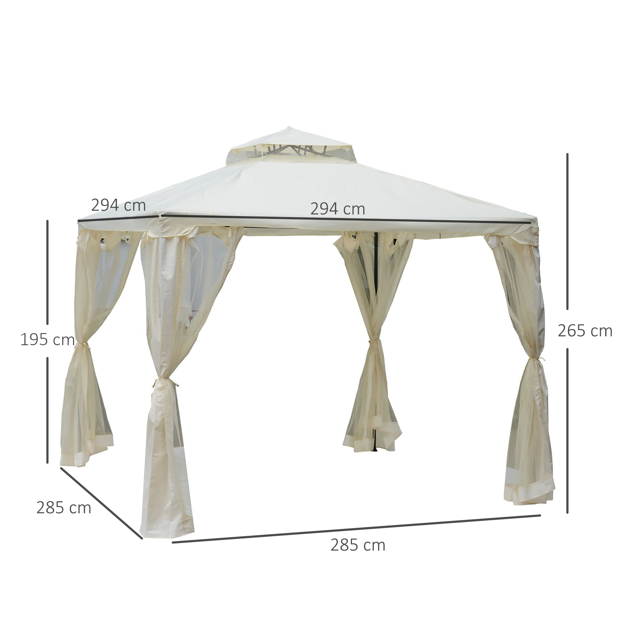 Pavillon de jardin tonnelle style colonial avec moustiquaires zippées