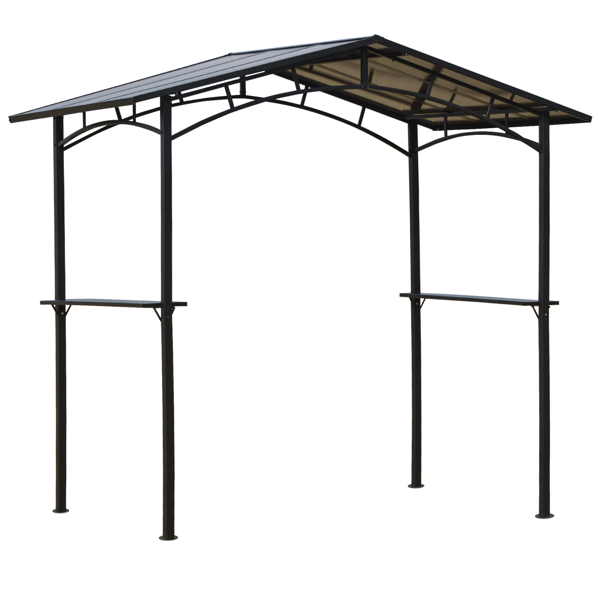 Pavillon jardin abri barbecue 2 étagères aluminium métal noir polycarbonate