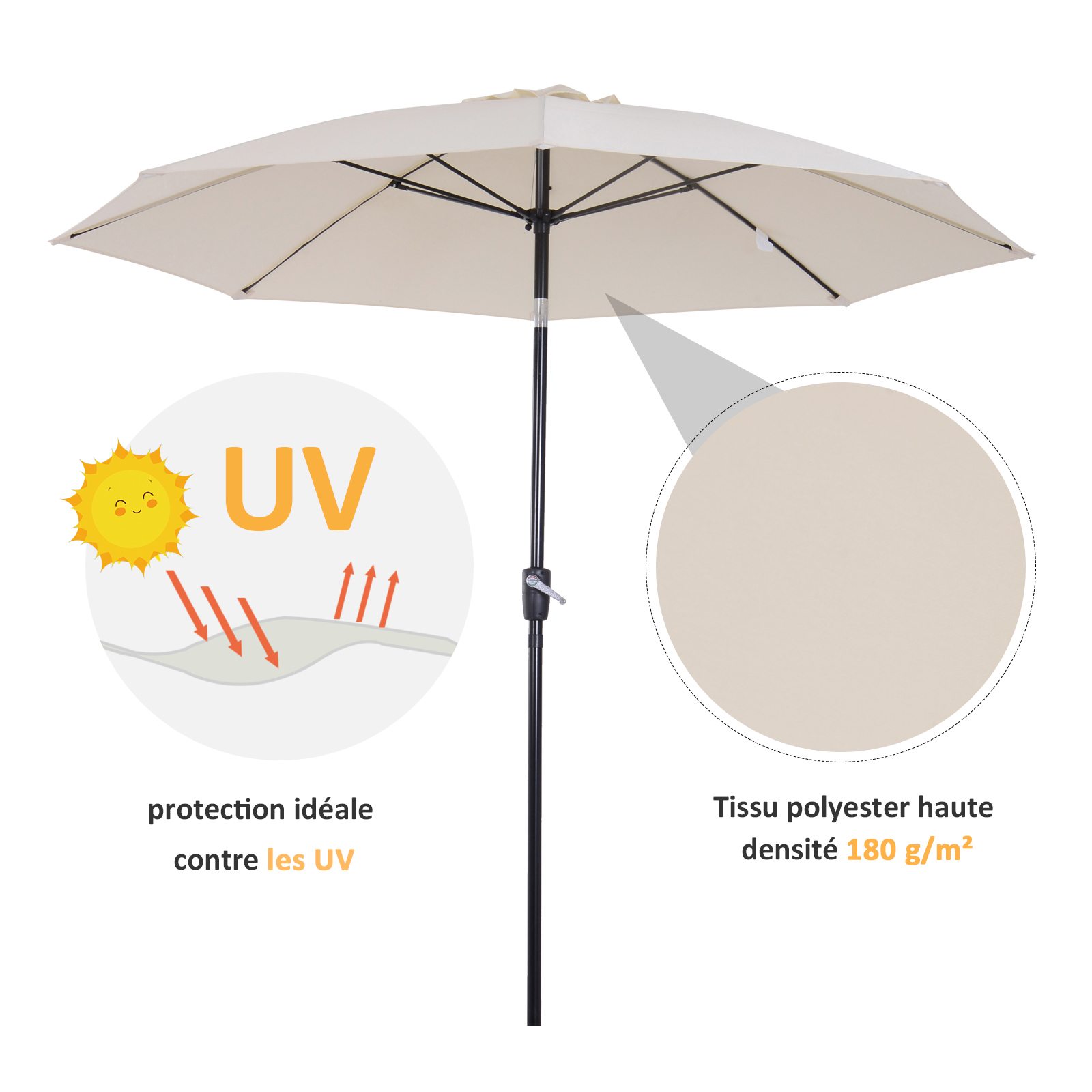 Parasol inclinable diamètre 2,65 m
