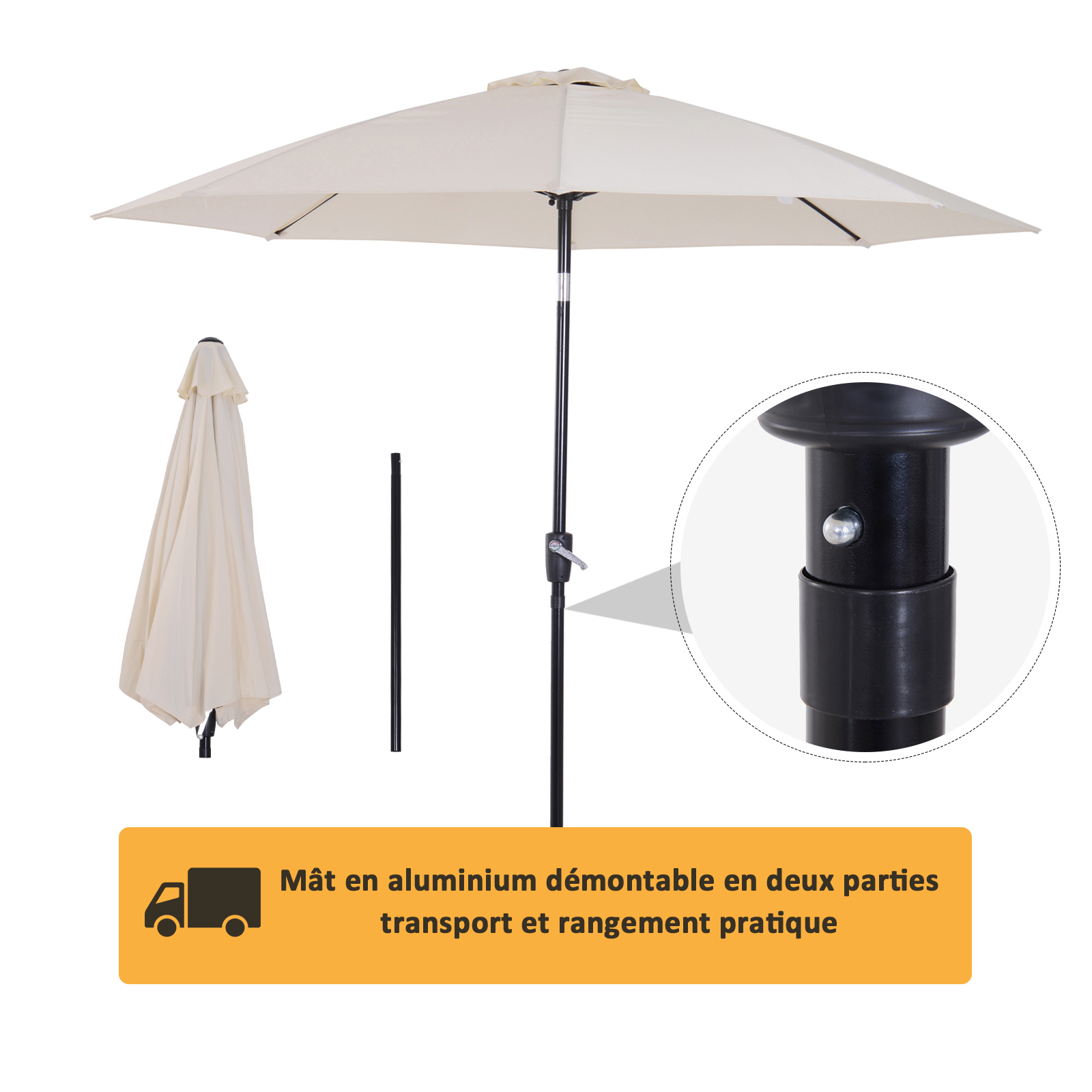 Parasol inclinable diamètre 2,65 m