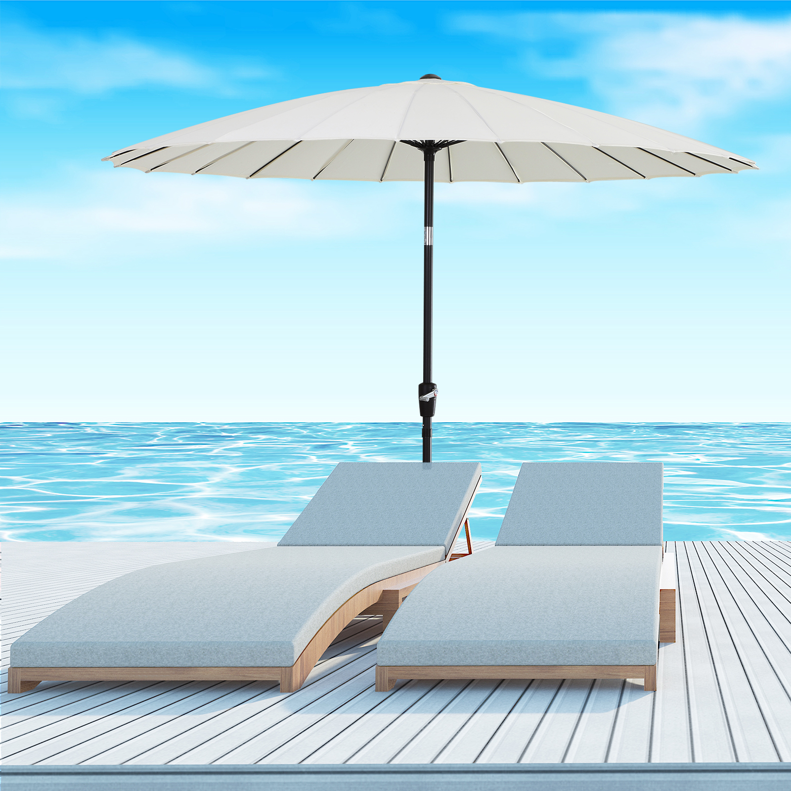 Parasol inclinable rond diamètre 2,6 m crème