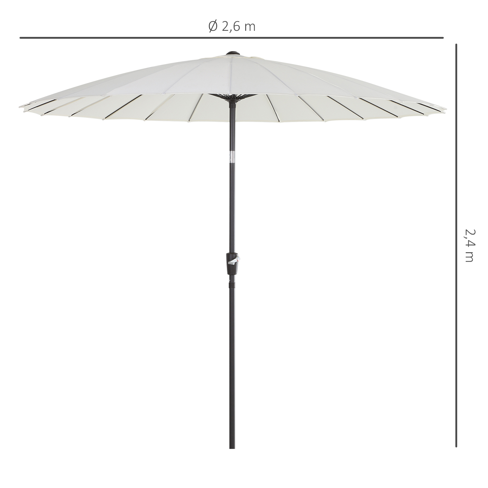 Parasol inclinable rond diamètre 2,6 m crème