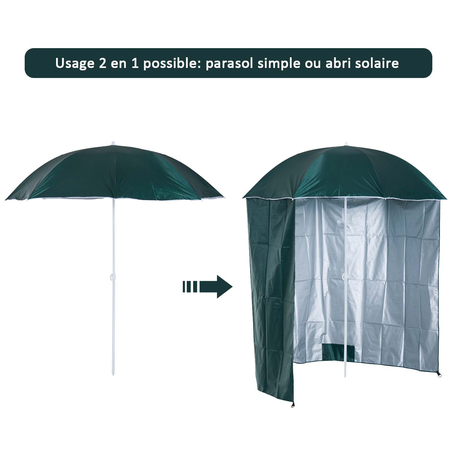 Parasol abri solaire 2 en 1 Ø 2,2 x 2,2H cm