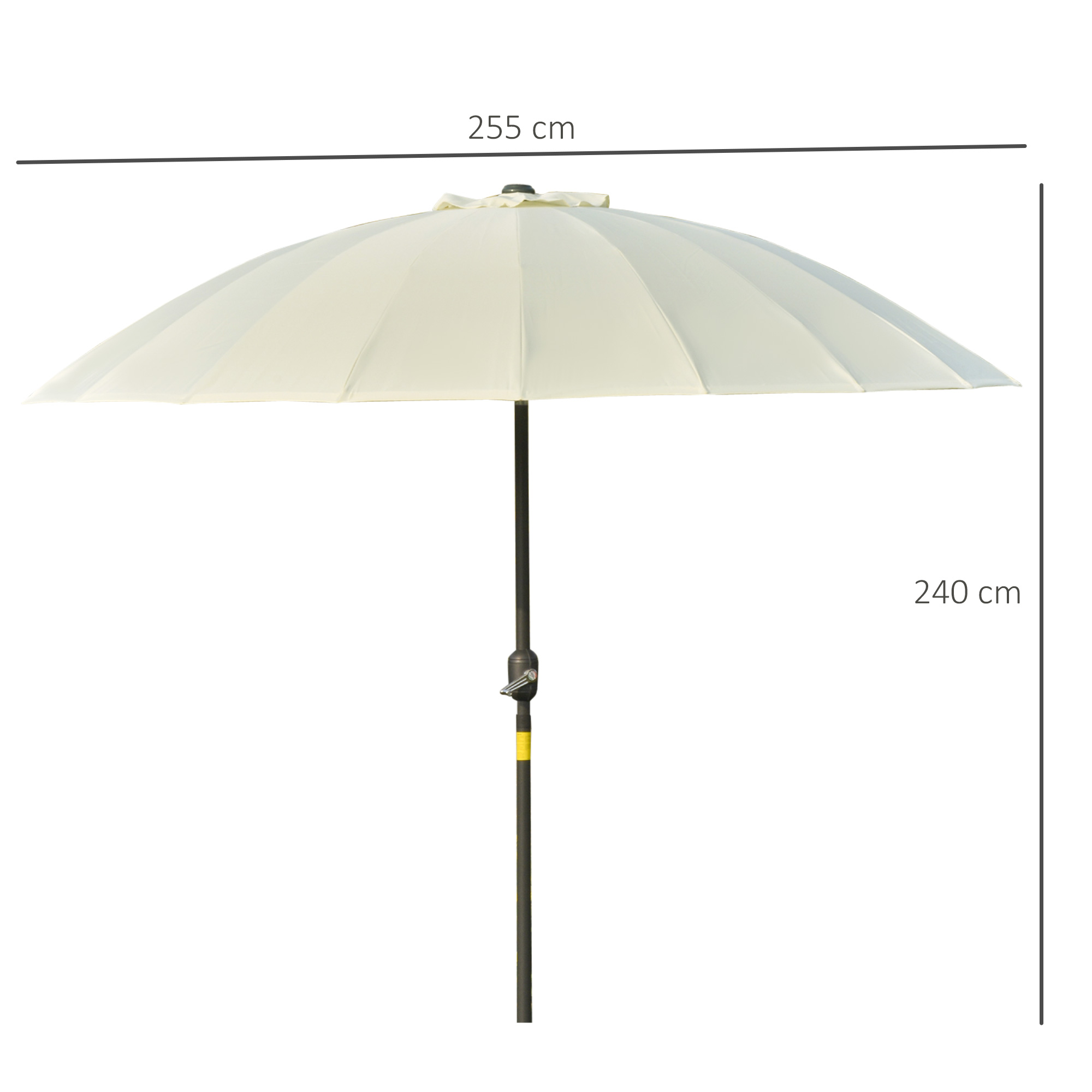 Parasol inclinable rond avec manivelle métal polyester haute densité