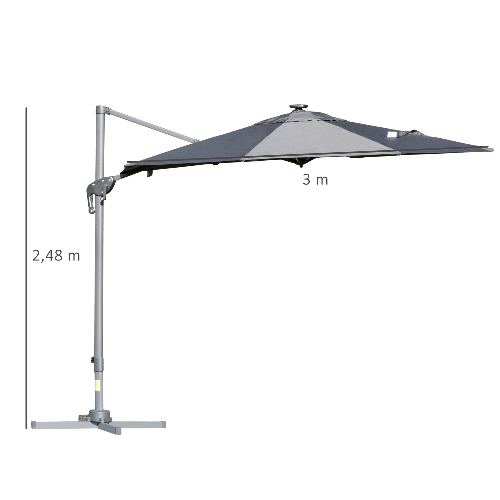 Parasol déporté LED octogonal inclinable pivotant 360°