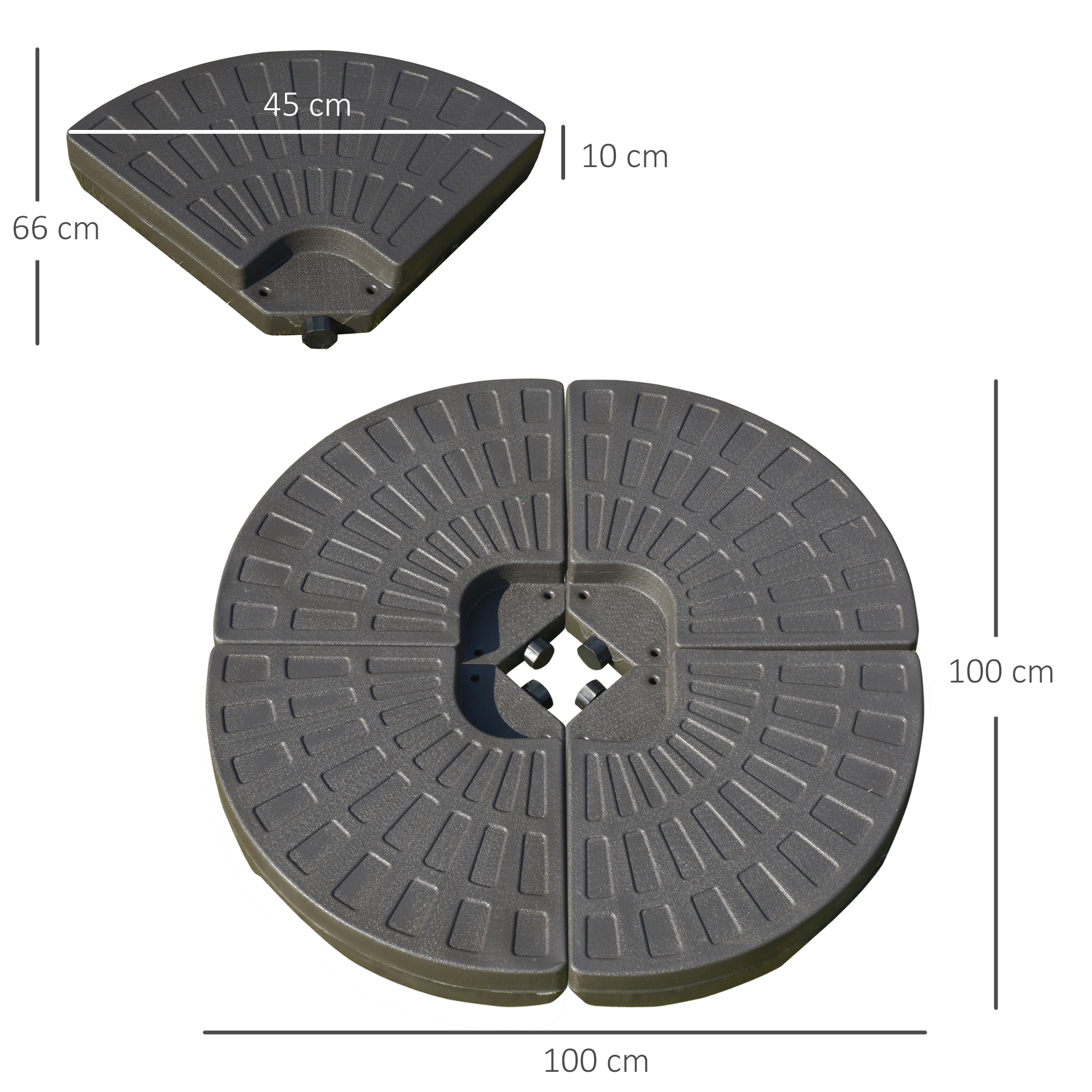 Lot de 4 poids de lestage pour parasol déporté HDPE café