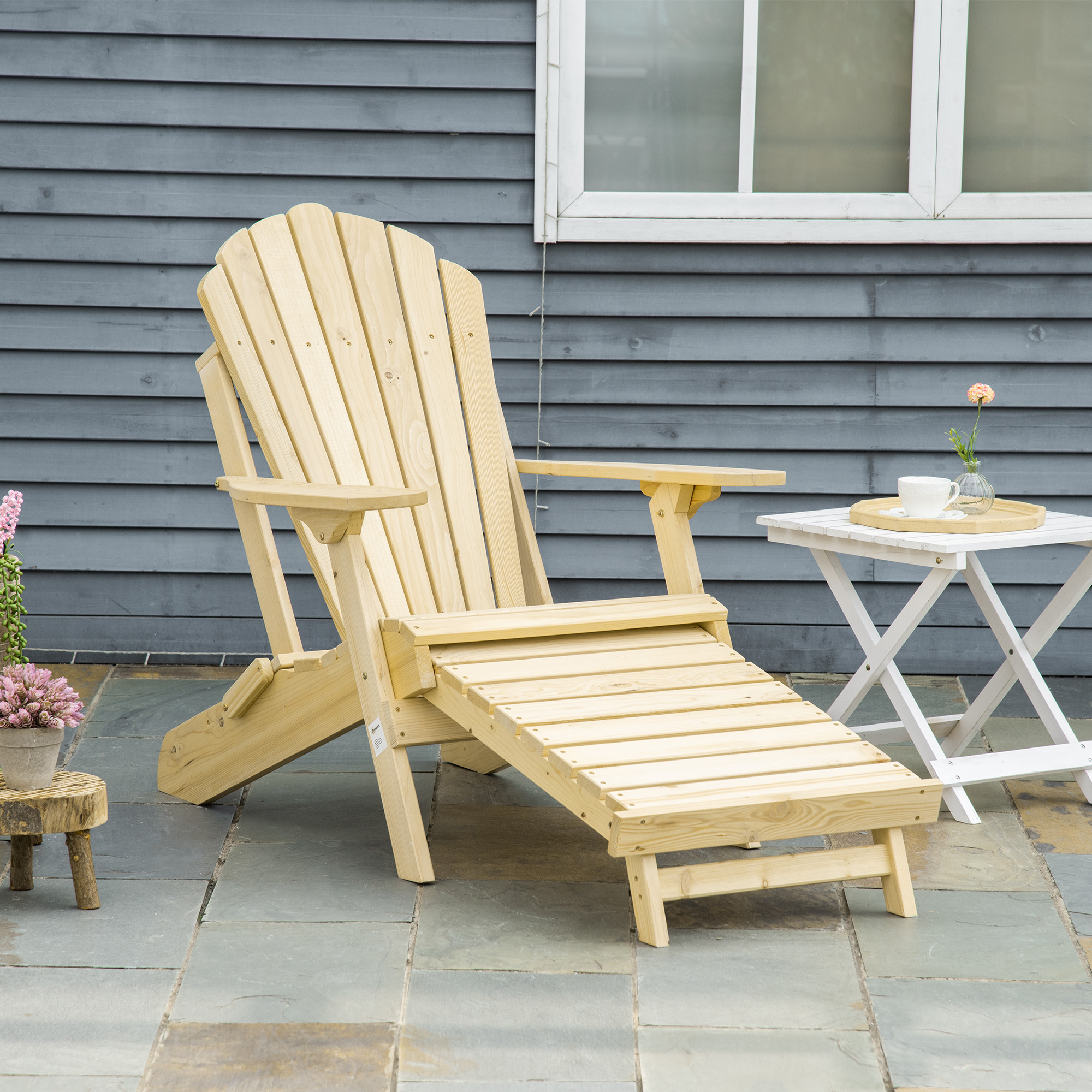 Fauteuil de jardin Adirondack pliable pin naturel