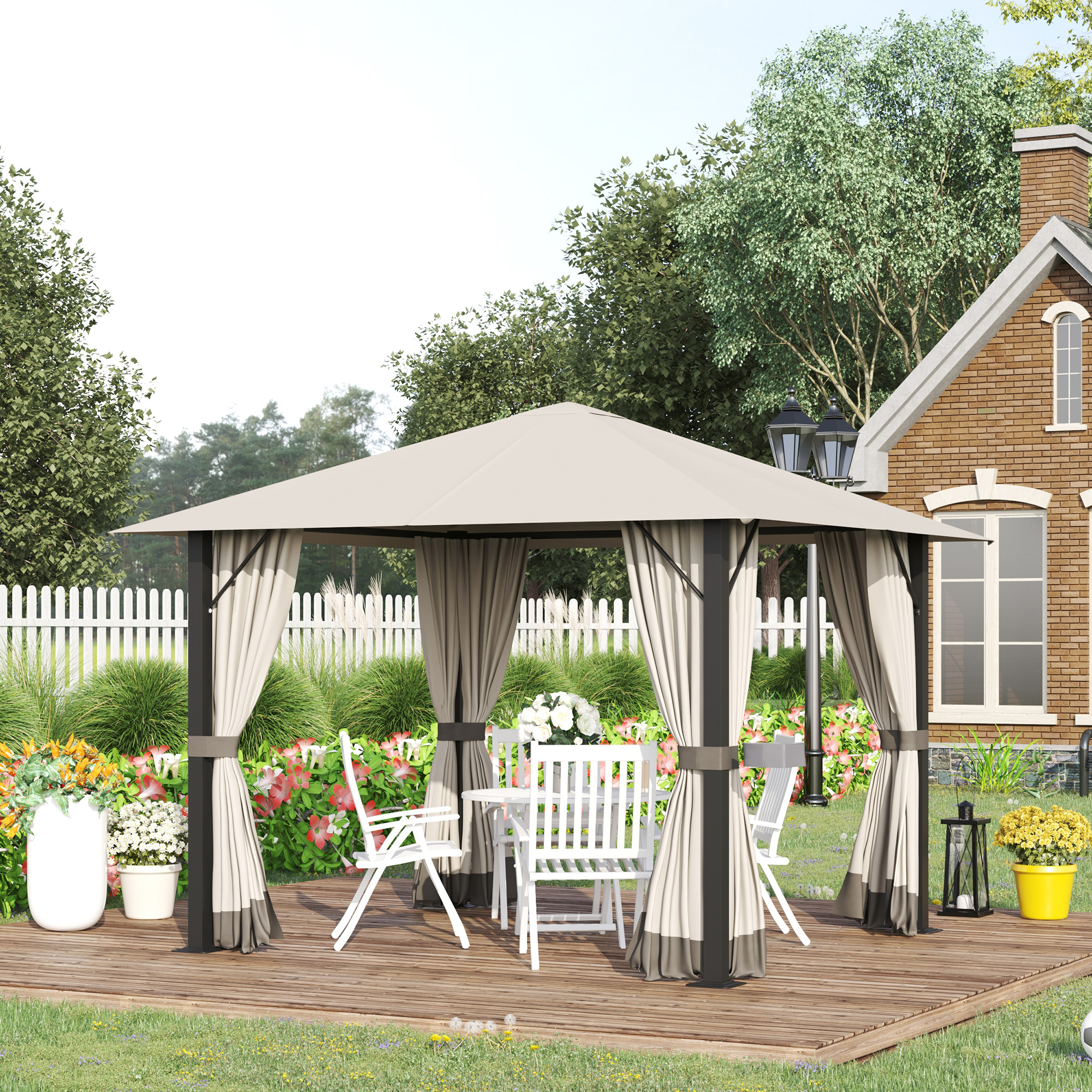 Barnum tonnelle pavillon de jardin style colonial beige