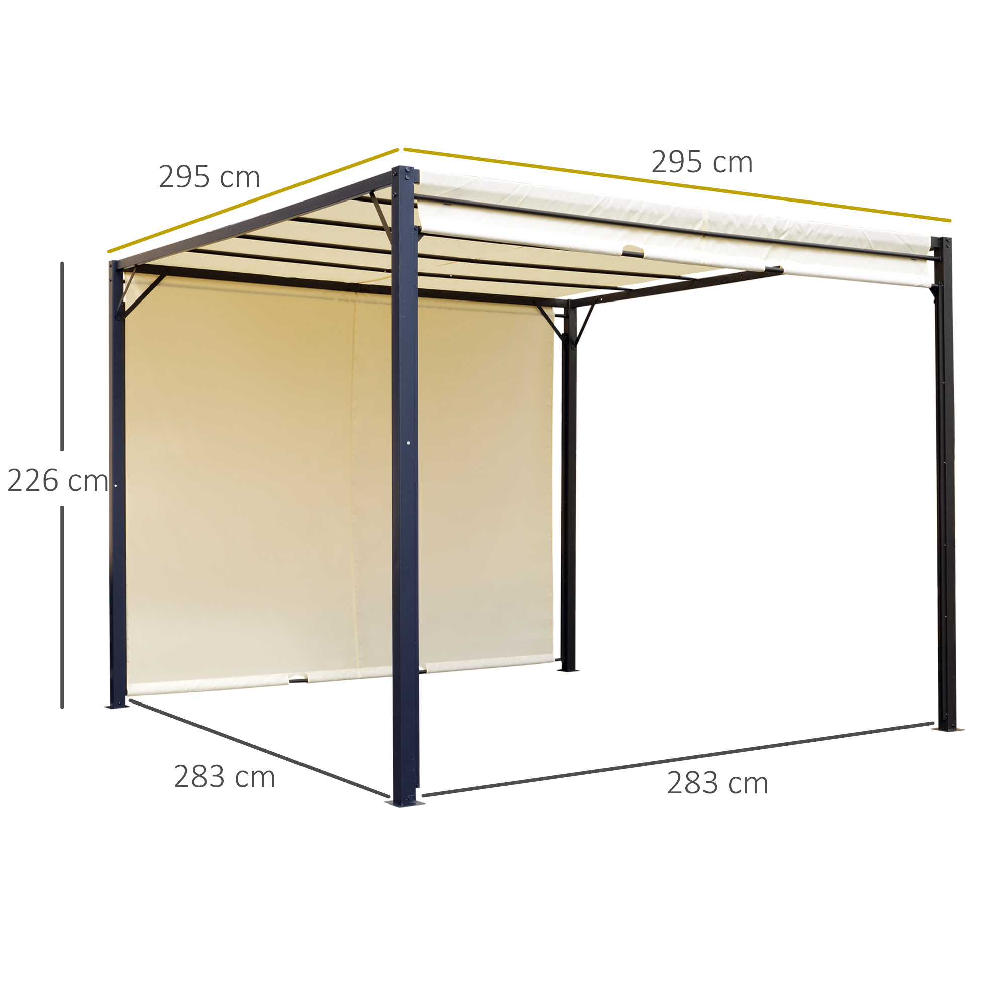 Pergola rétractable acier époxy polyester haute densité crème