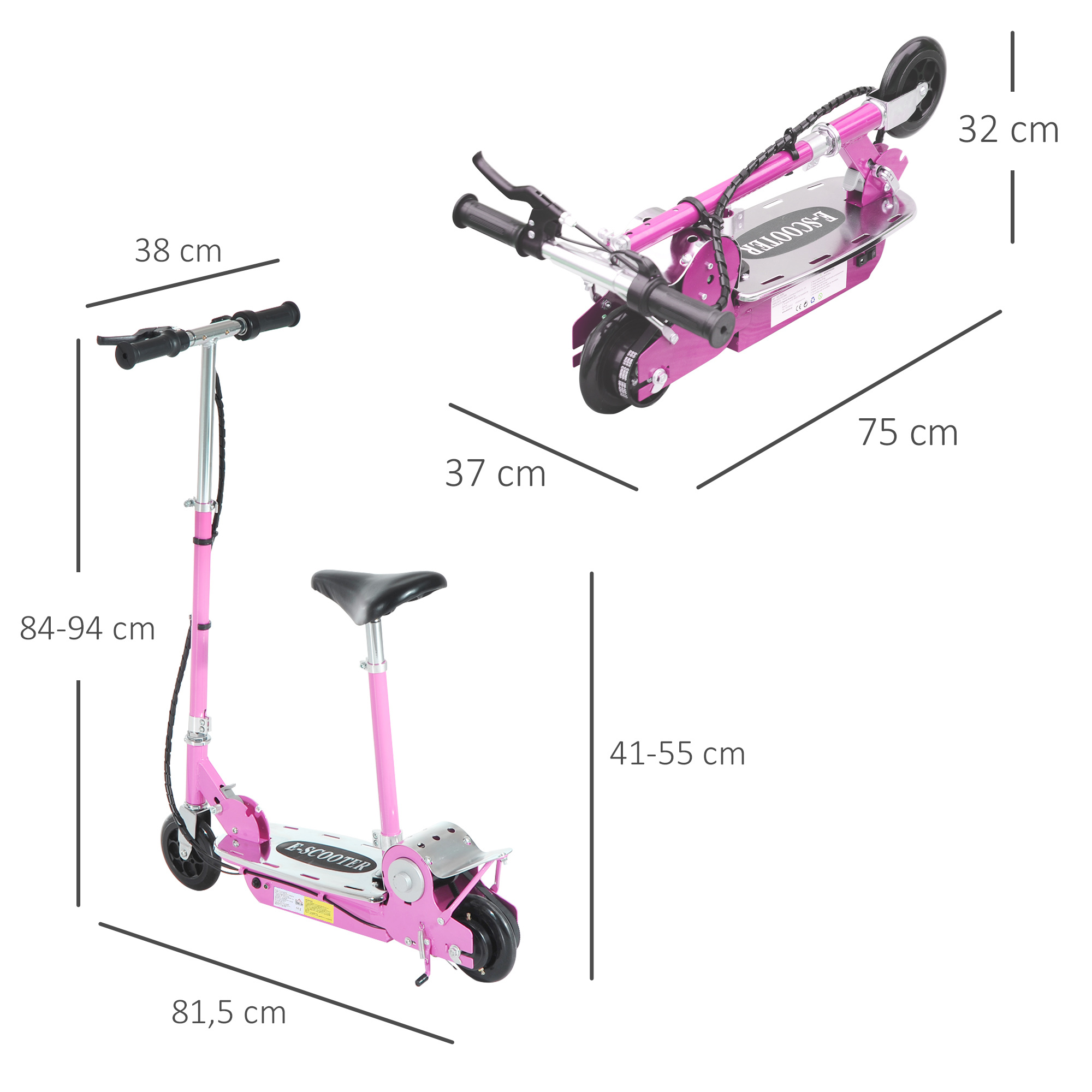 Trottinette électrique avec selle pour enfants