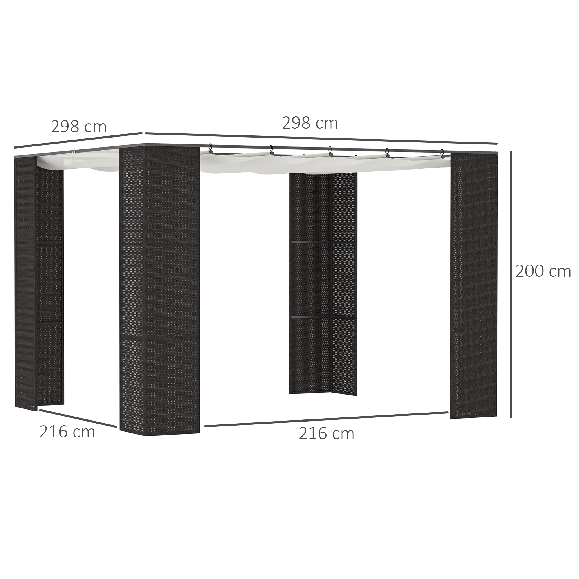 Pergola rétractable style colonial dim. 2,98L x 2,98l x 2H m