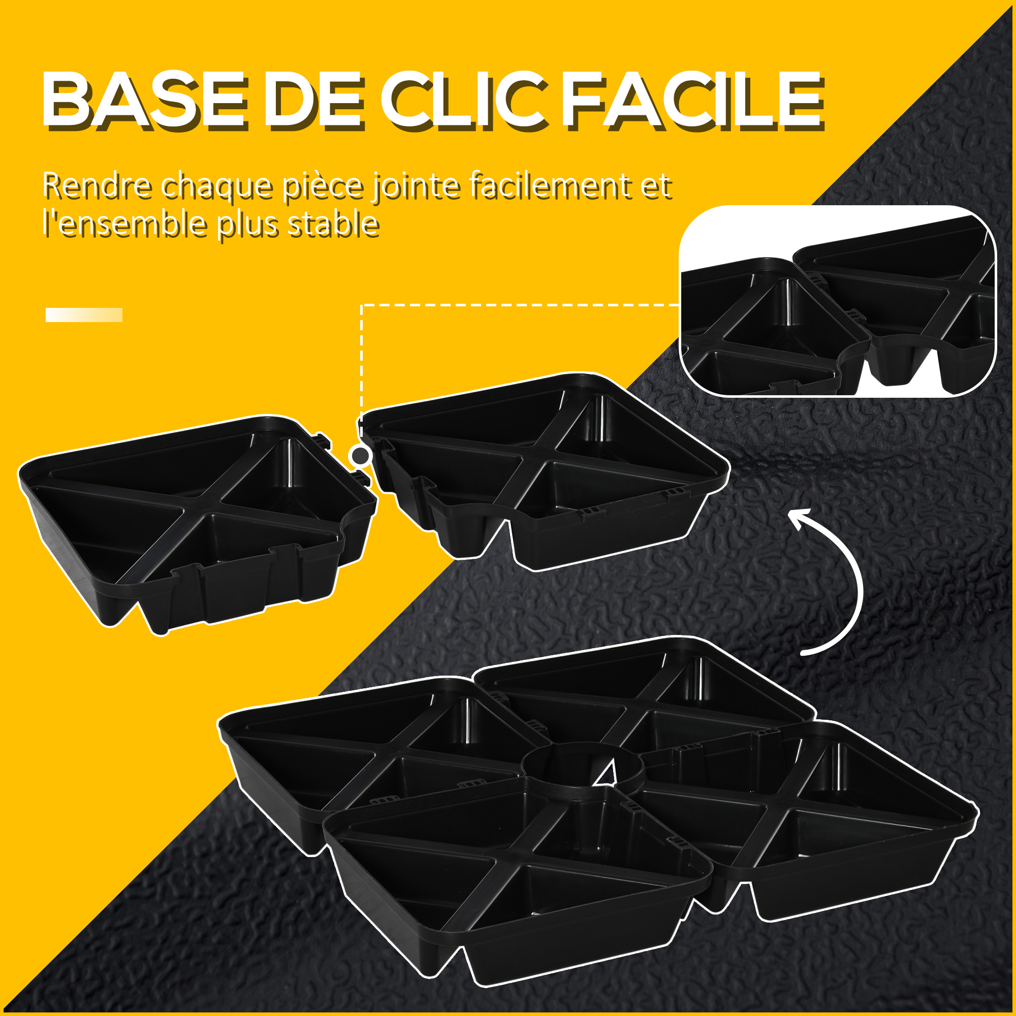 Lot de 4 poids de lestage pour parasol déporté PP noir