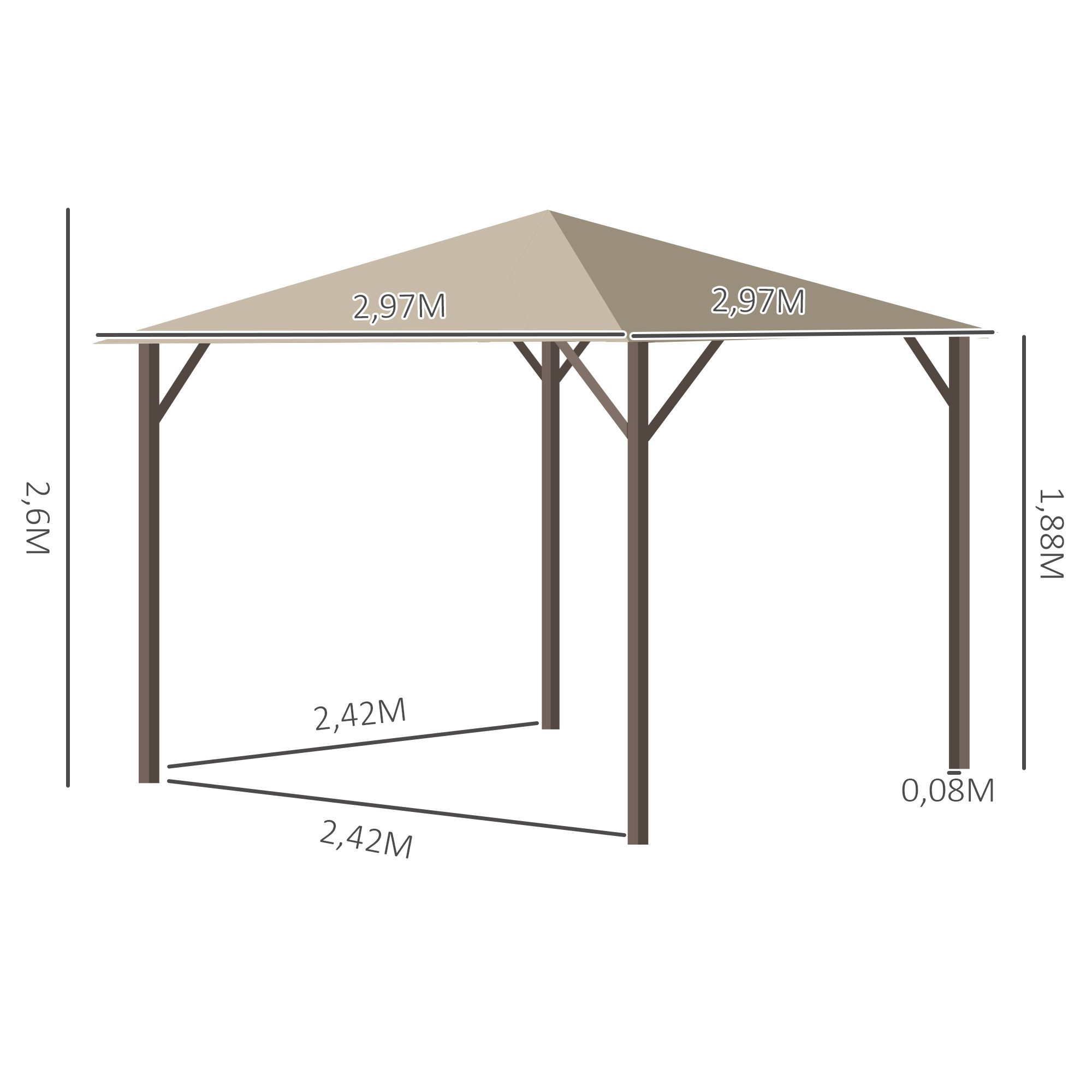 Barnum tonnelle pavillon de jardin style colonial beige