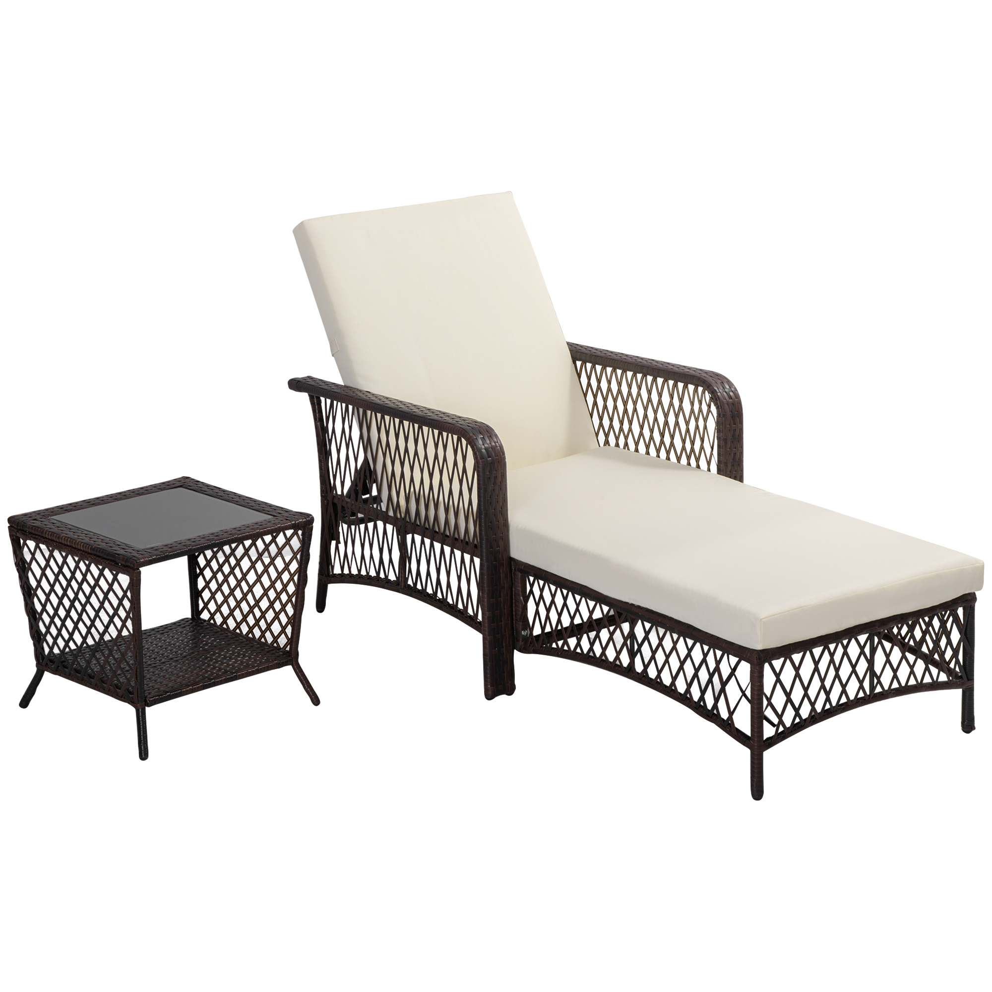 Bain de soleil design colonial avec table basse et matelas