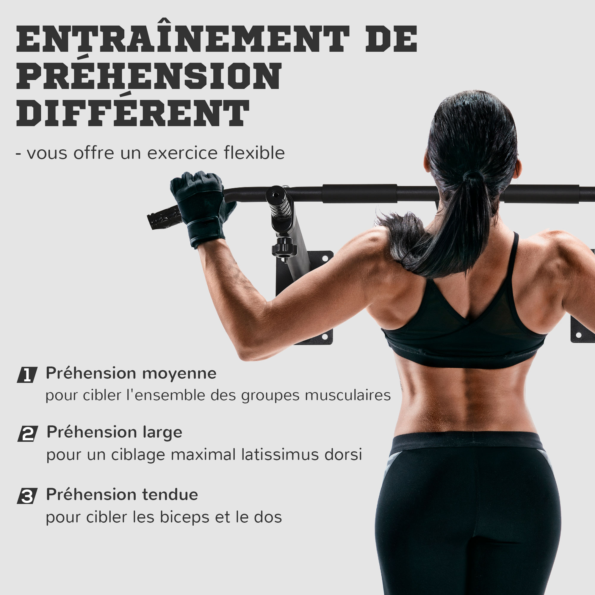 Barre de traction support sac de frappe ou sangles TRX intégré