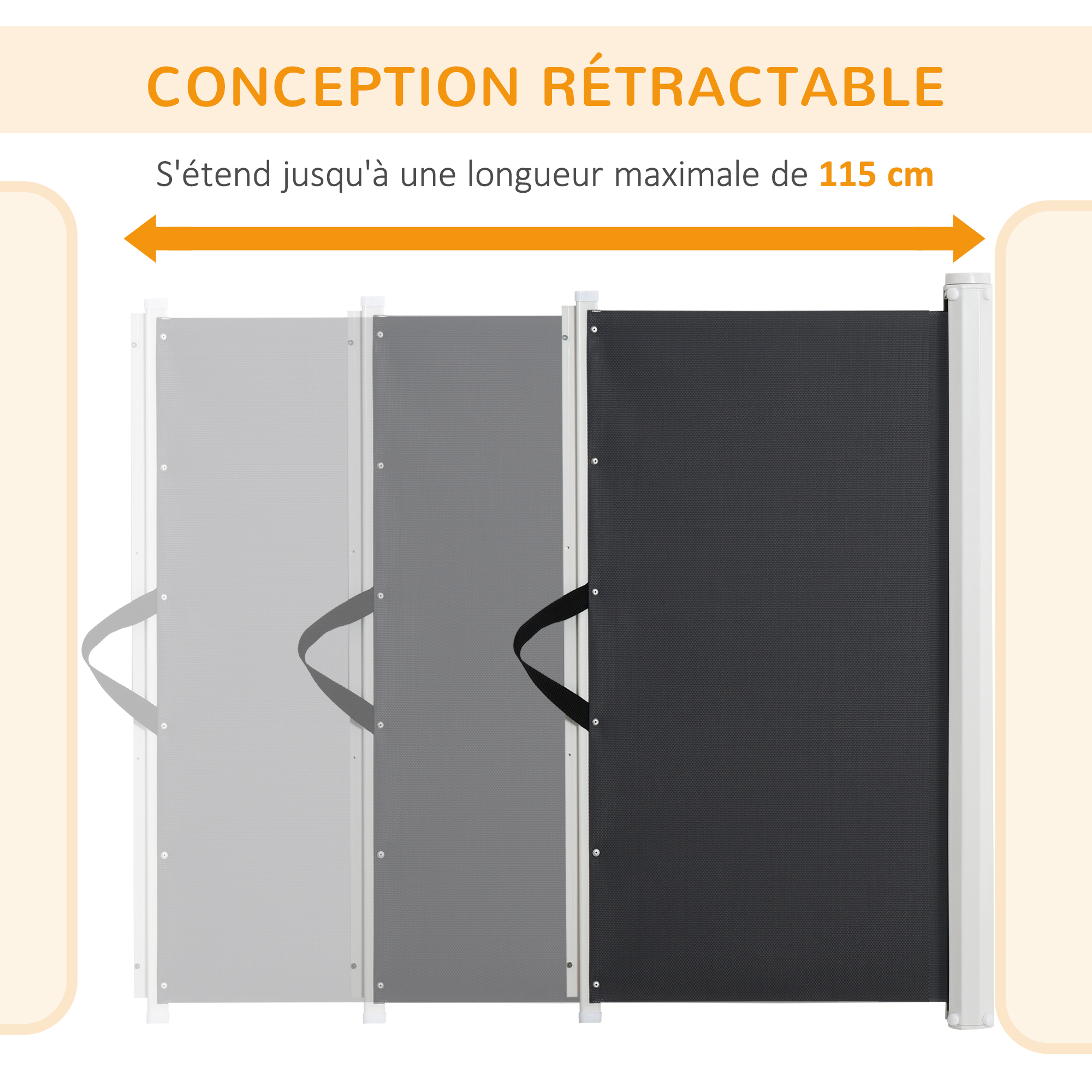 Barrière de sécurité 1,15L x 0,83H m métal blanc