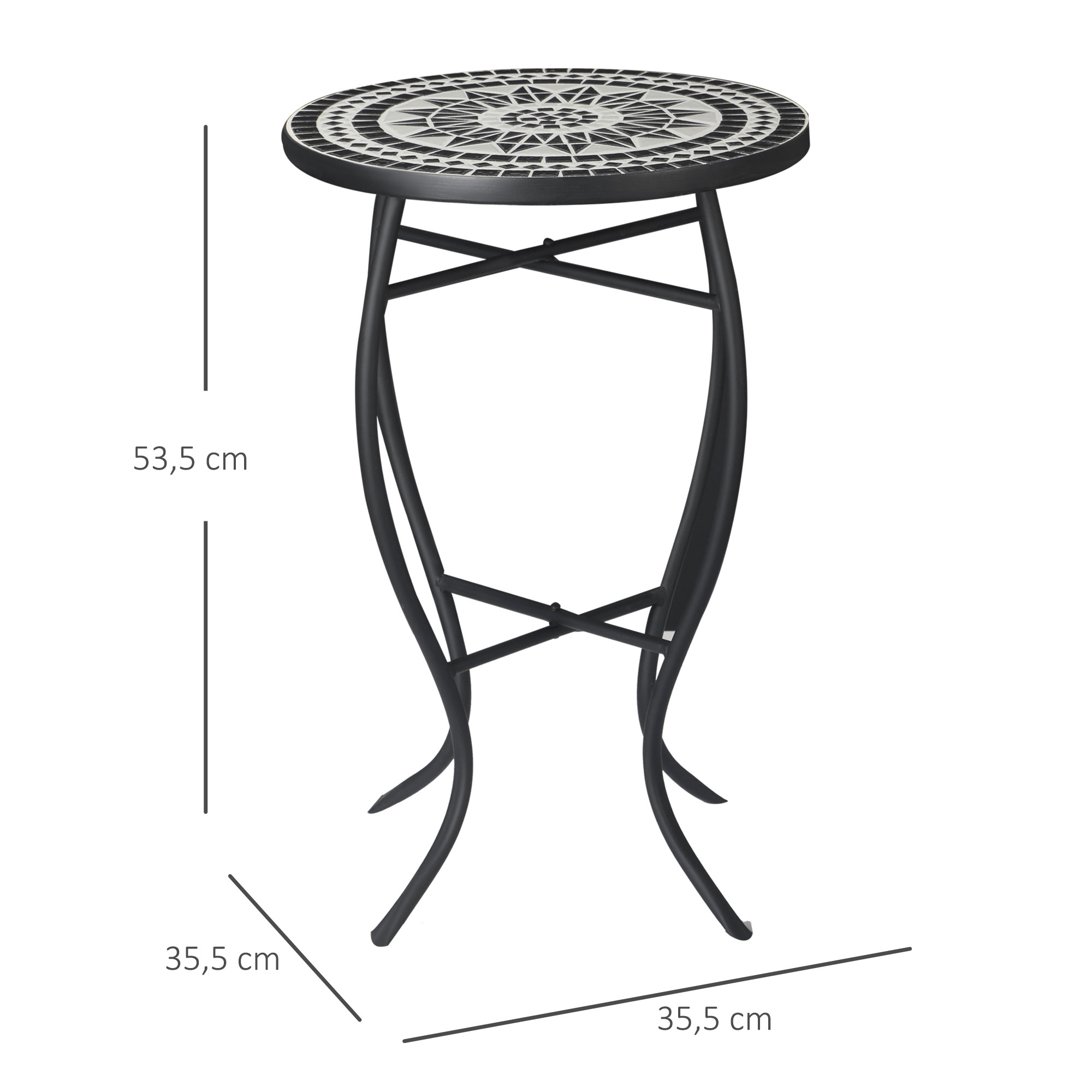 Table ronde style fer forgé plateau mosaïque céramique