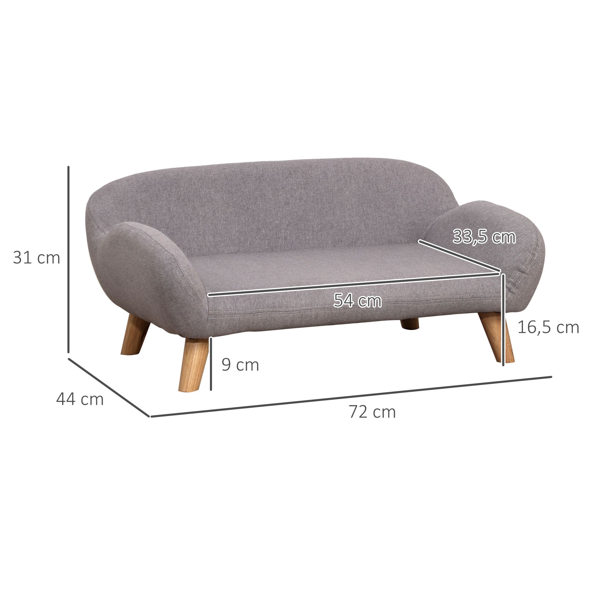 Lit canapé chien chat design scandinave déhoussable tissu gris