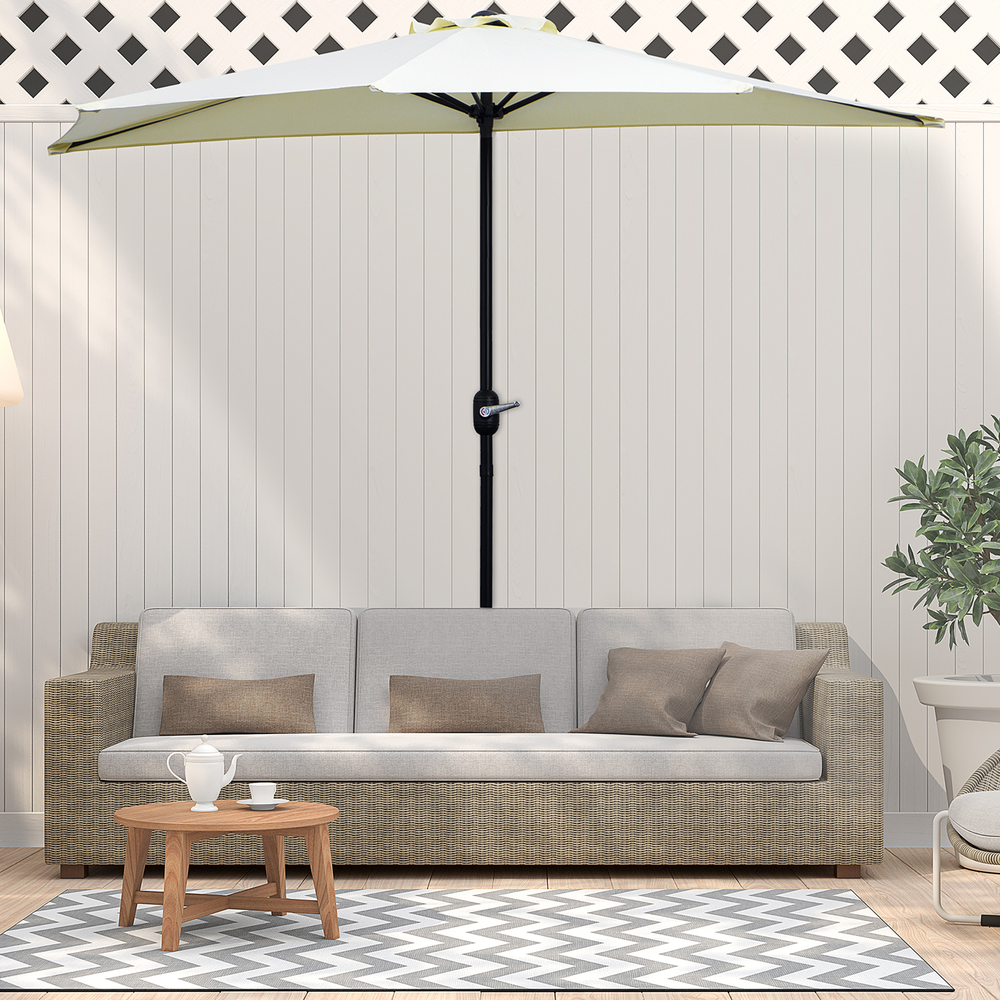 Demi parasol balcon avec manivelle acier polyester