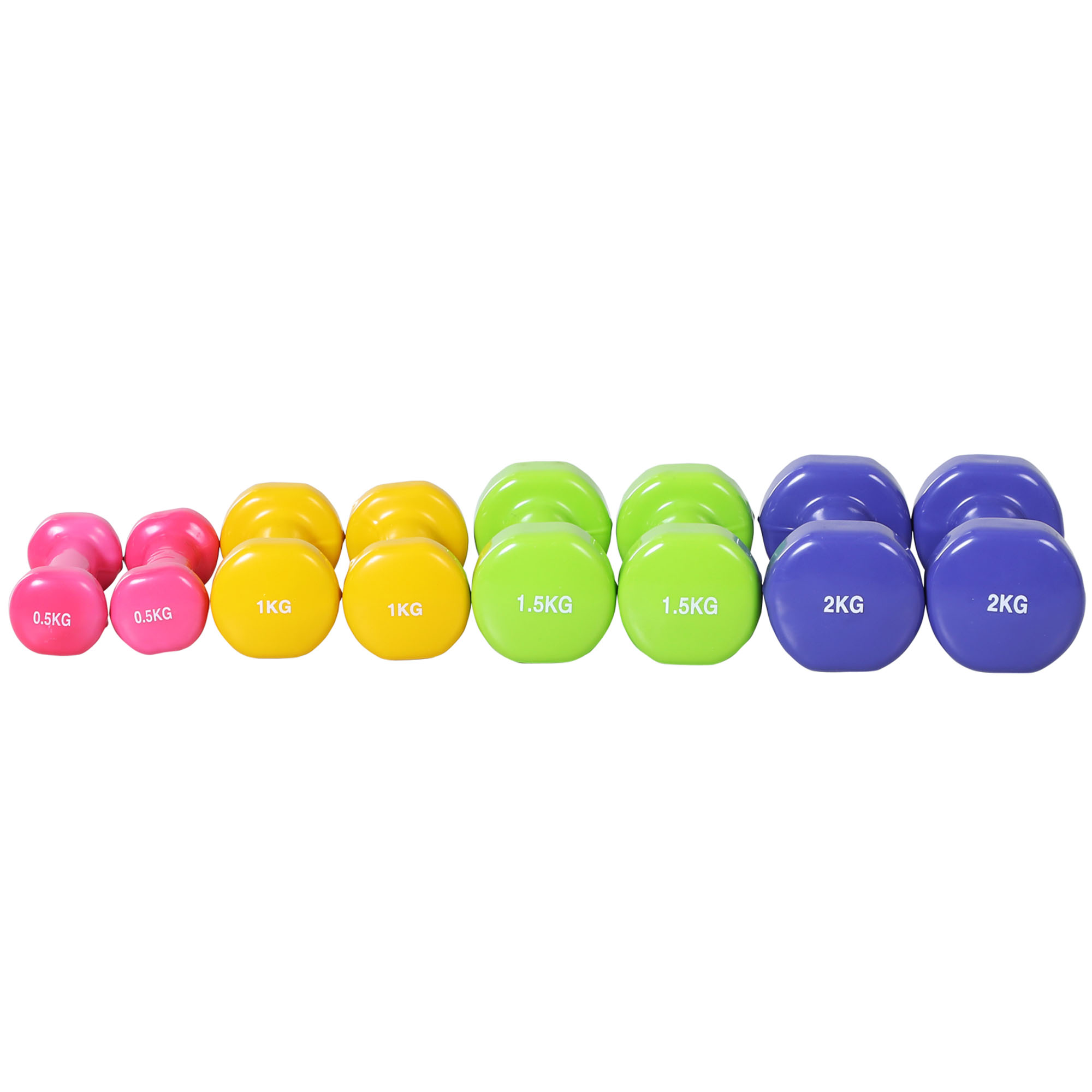 Ensemble d'haltères courtes multicolores total 10 Kg avec malette