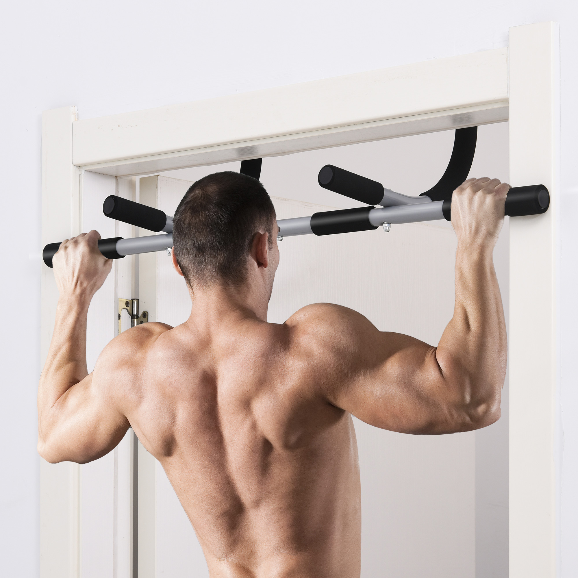 Barre de traction - barre de porte - pull up bar acier gris