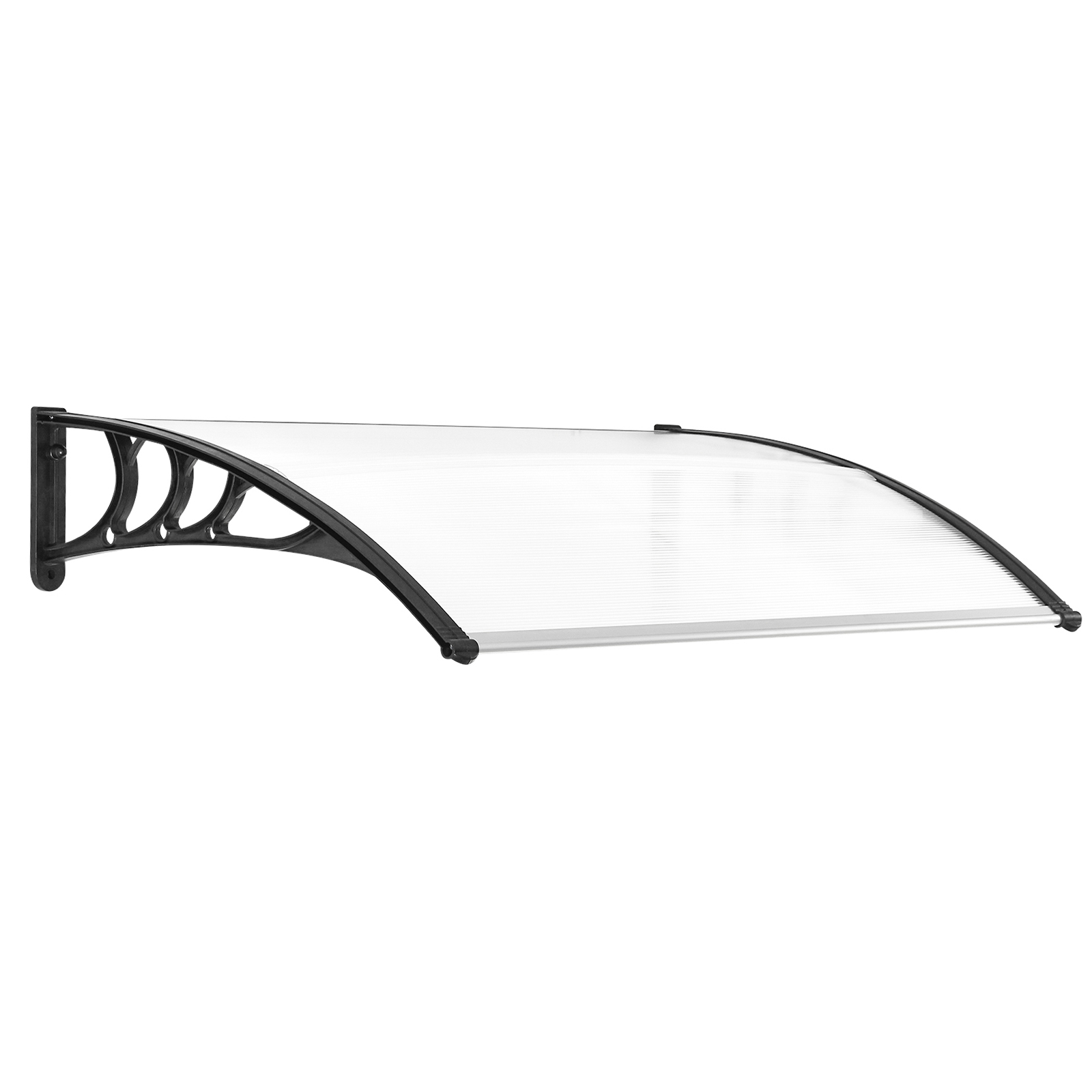 Auvent marquise de porte voûté L. 1 m polycarbonate plastique noir