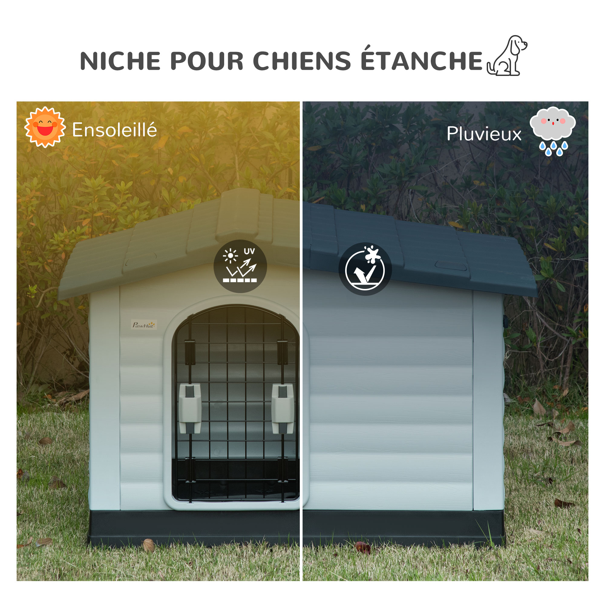 Niche chien style cottage polypropylène blanc noir