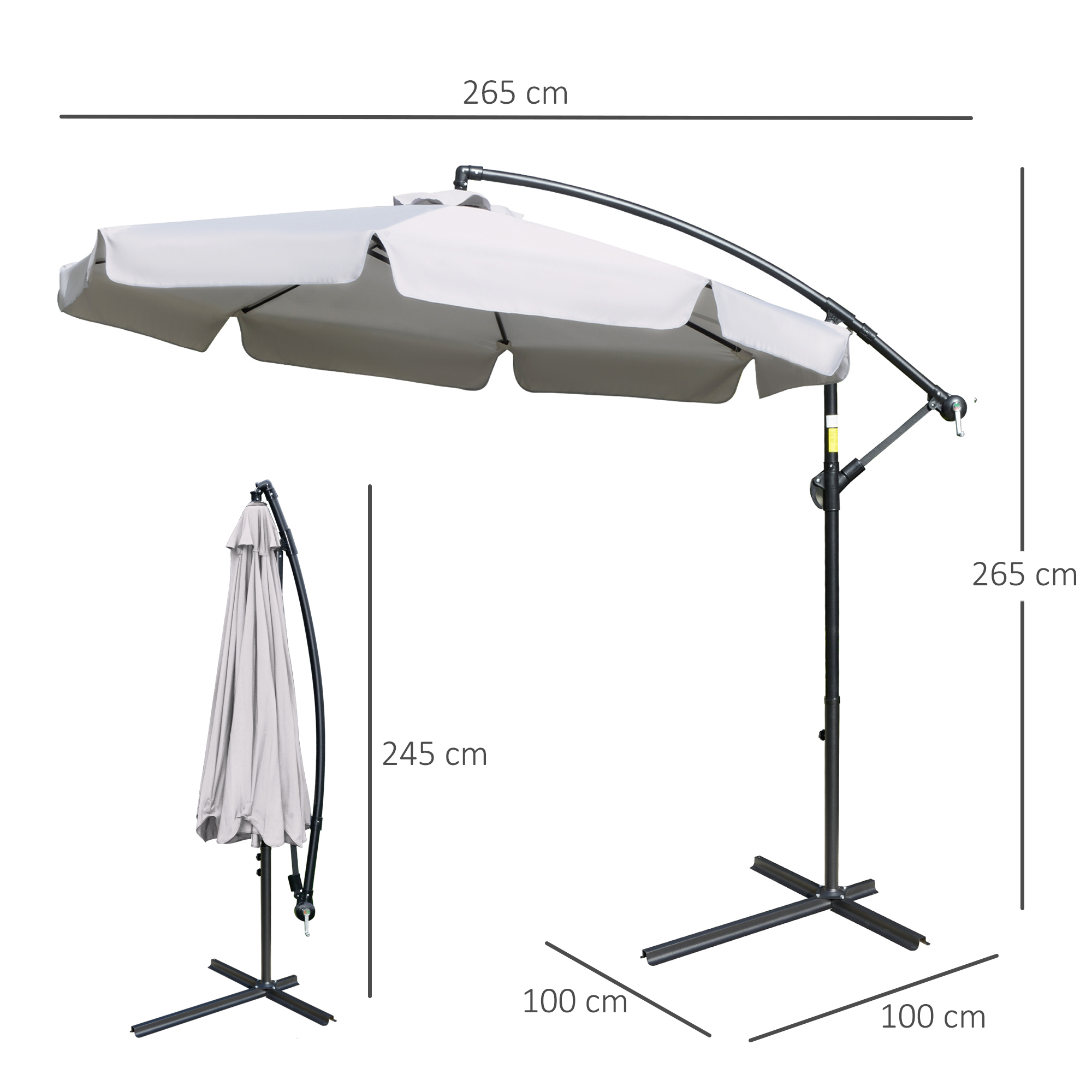 Parasol déporté octogonal inclinable Ø 2,65 x 2,45H m