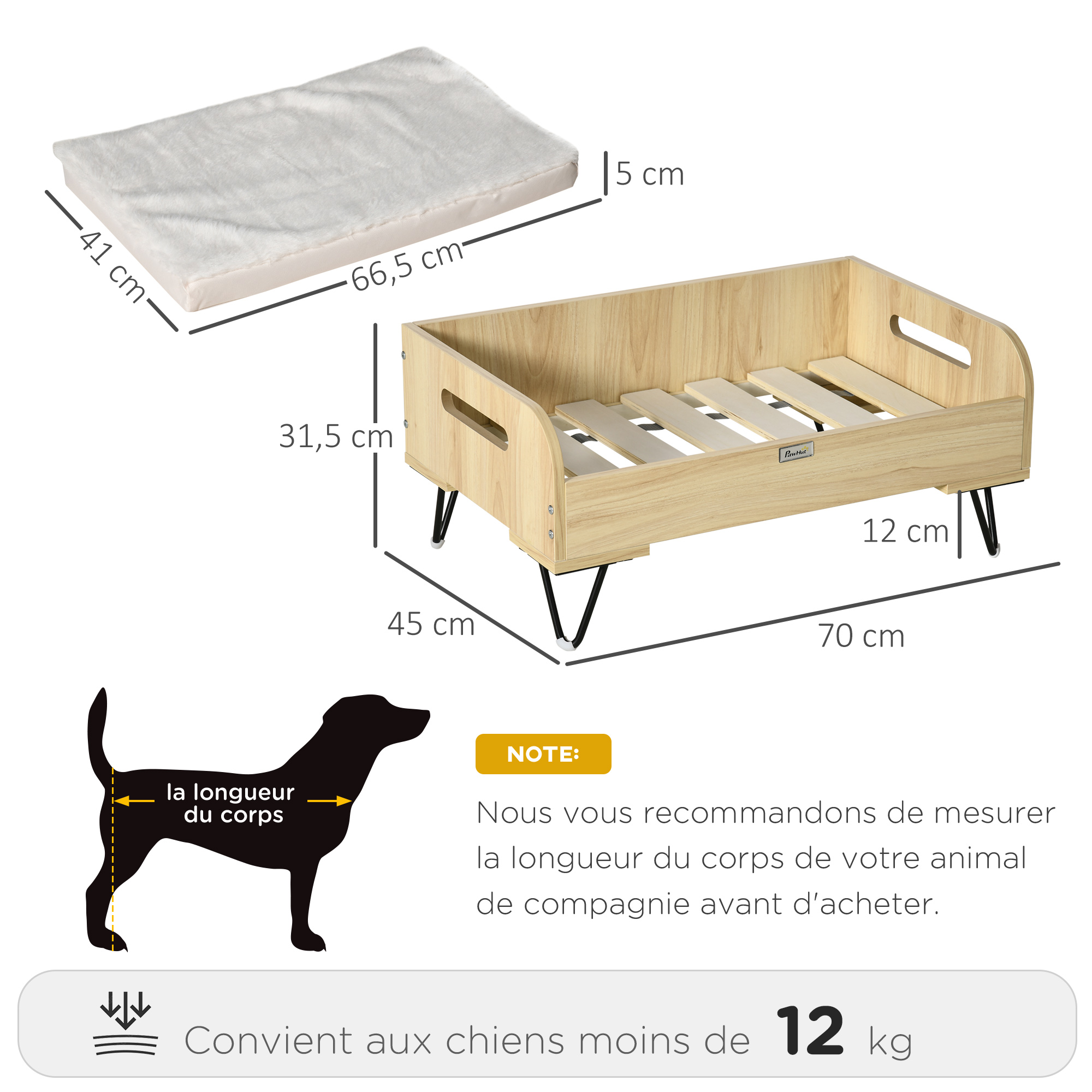 Canapé chien chat style cosy naturel avec coussin aspect fourrure blanc