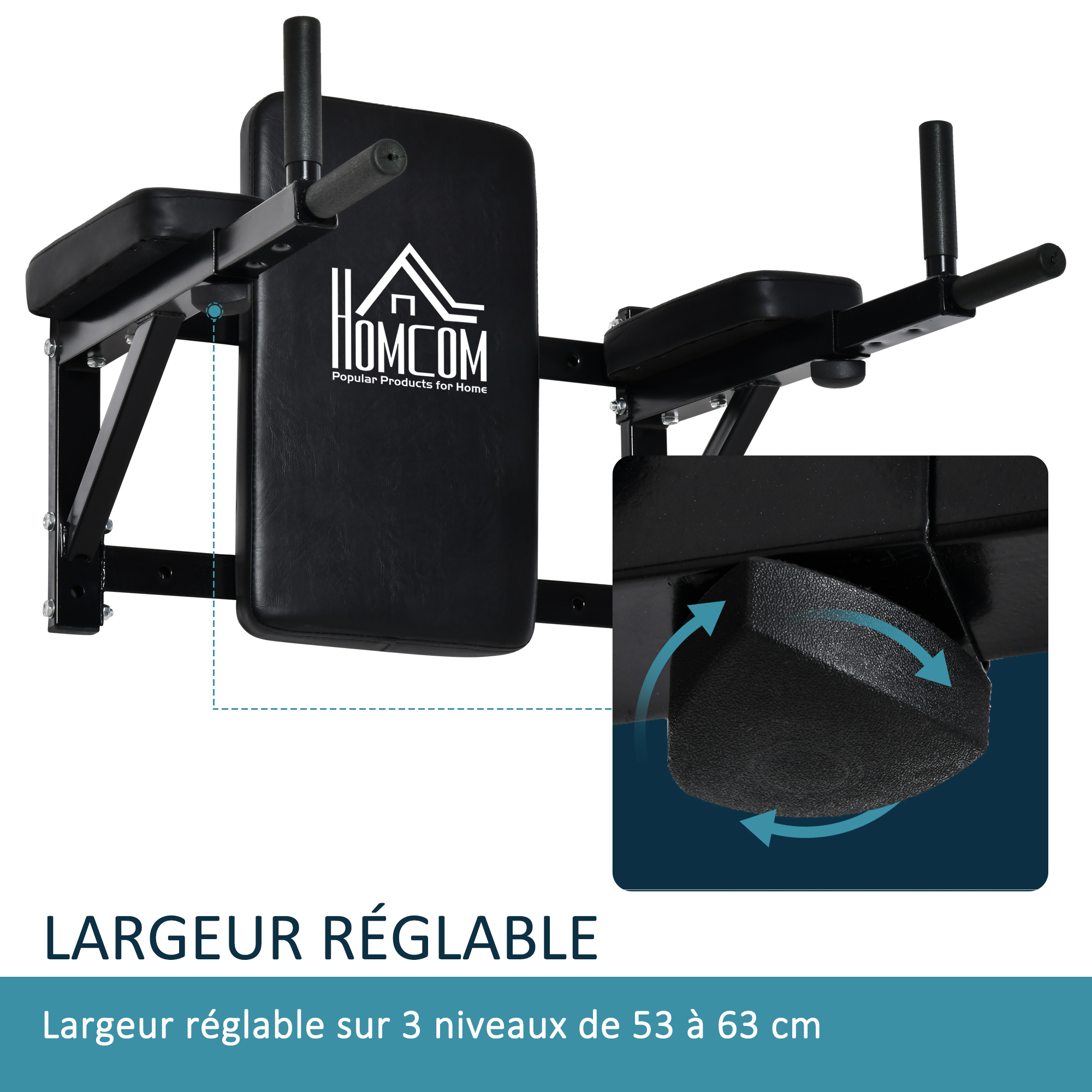 Barre de traction barre de Fitness fixation murale réglable acier noir